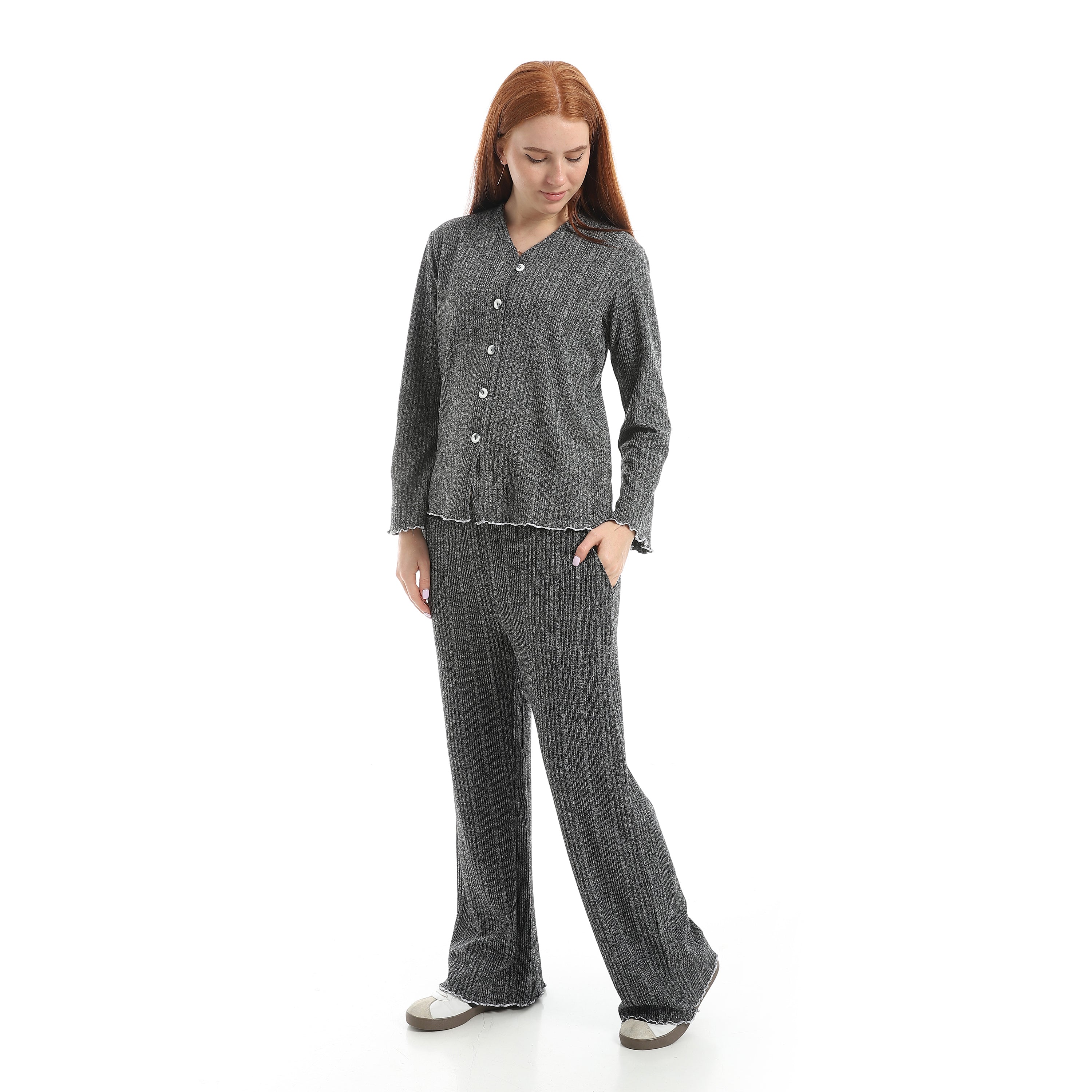 Casual Relax Fit Homewear Set Red Cotoon