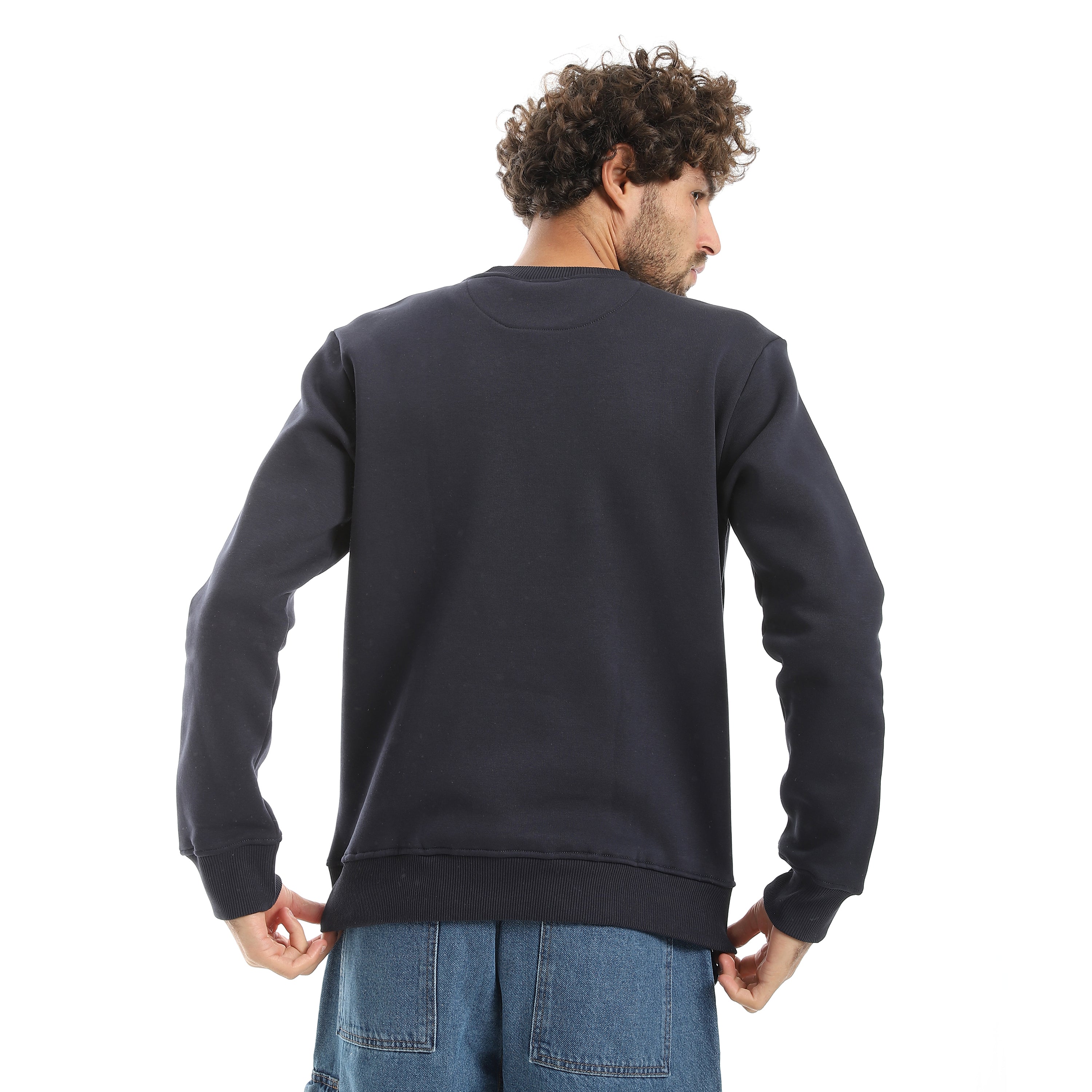 Basic Sweatshirt Crew Neck Red Cotton