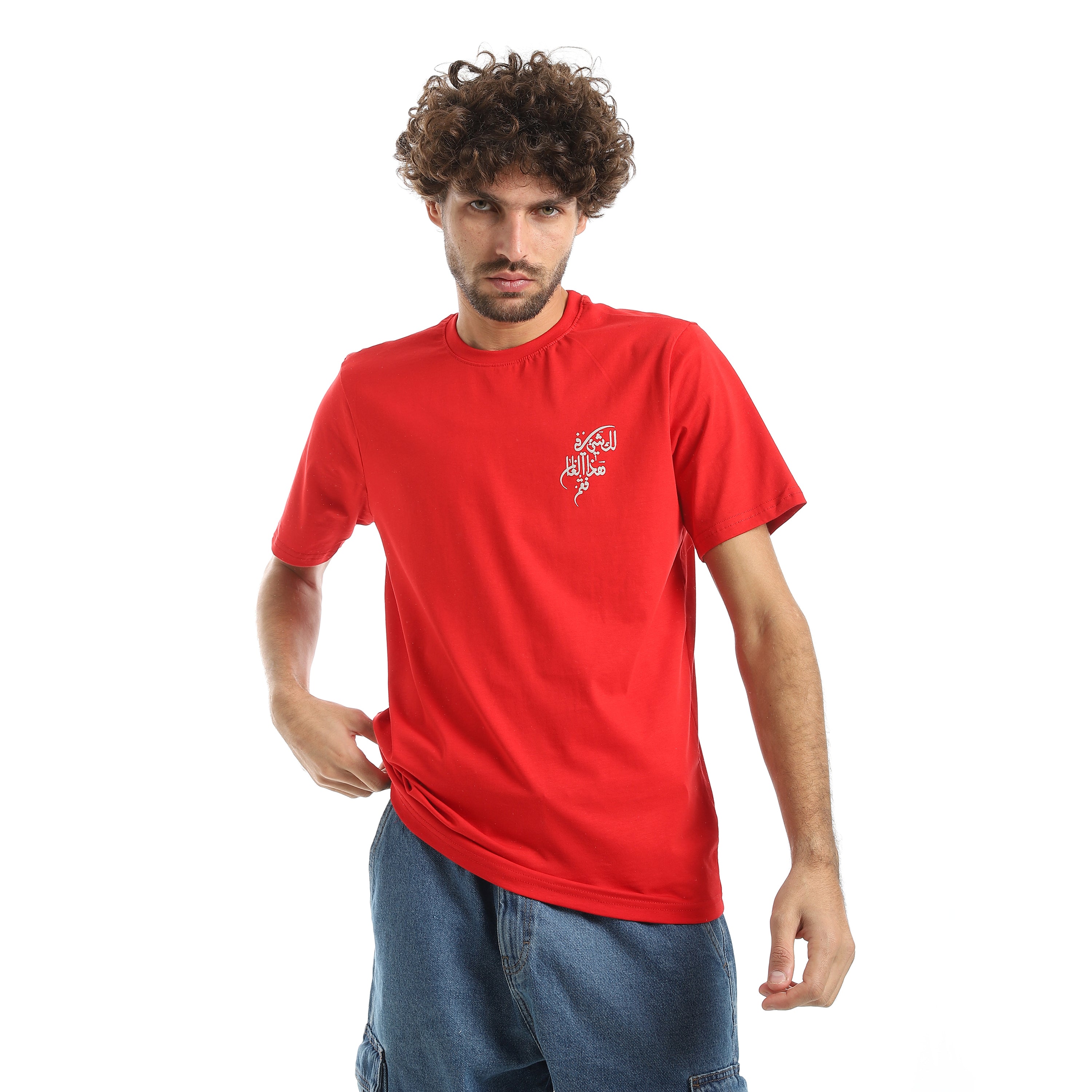 Printed T-Shirt Red Cotton