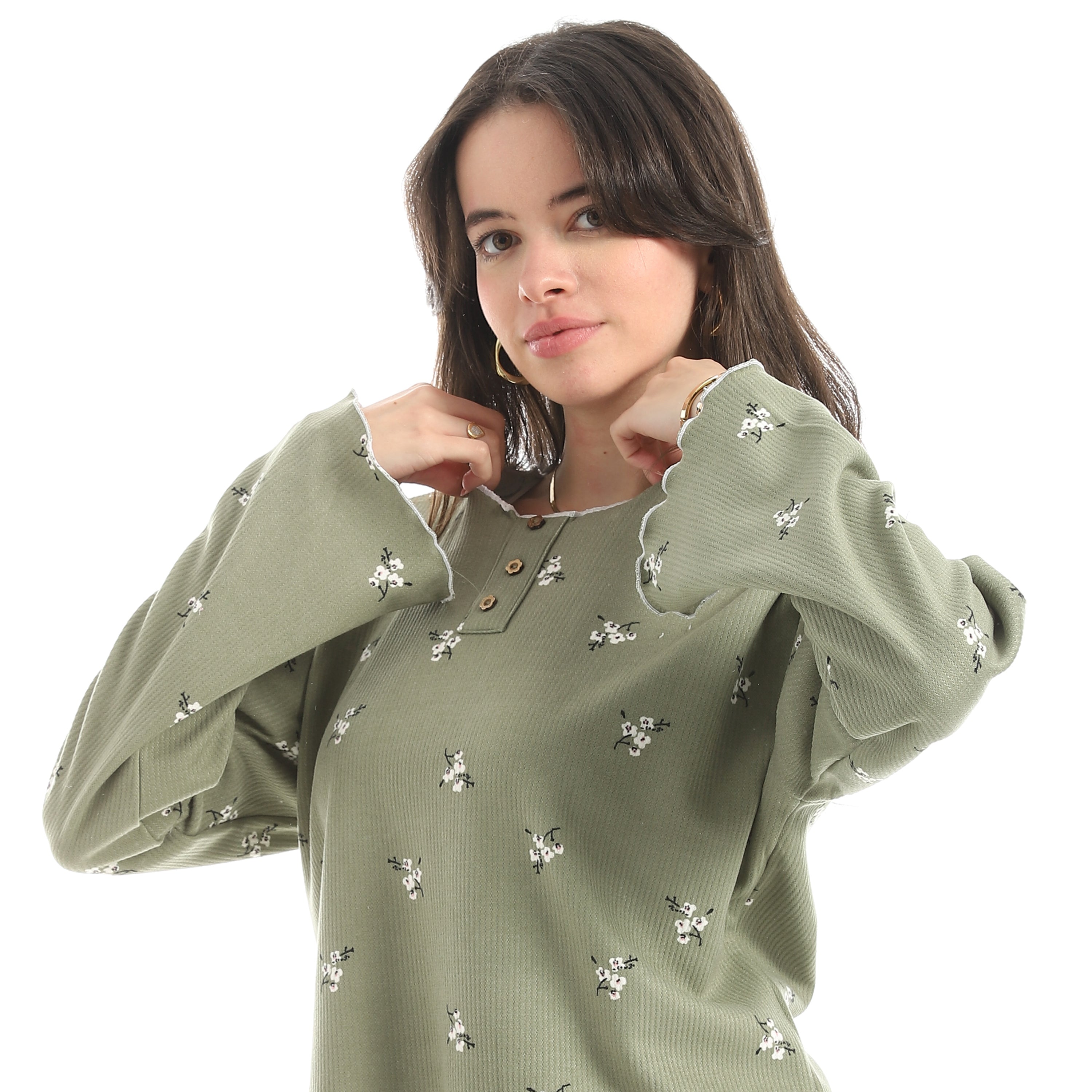 The Flowers Pajama Set Red Cotton