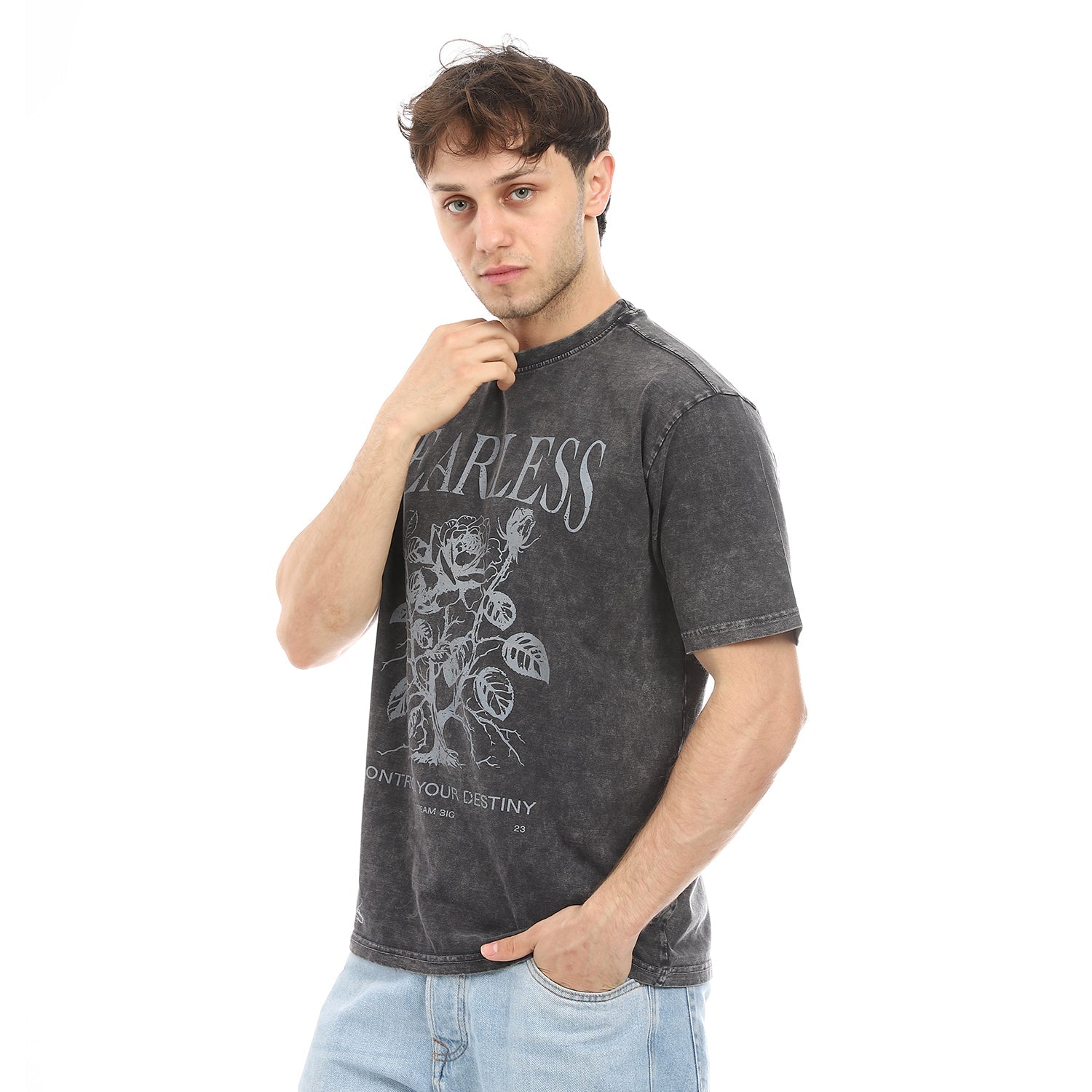 Men's Printed T-Shirt, High Quality Cotton Comfort - Black