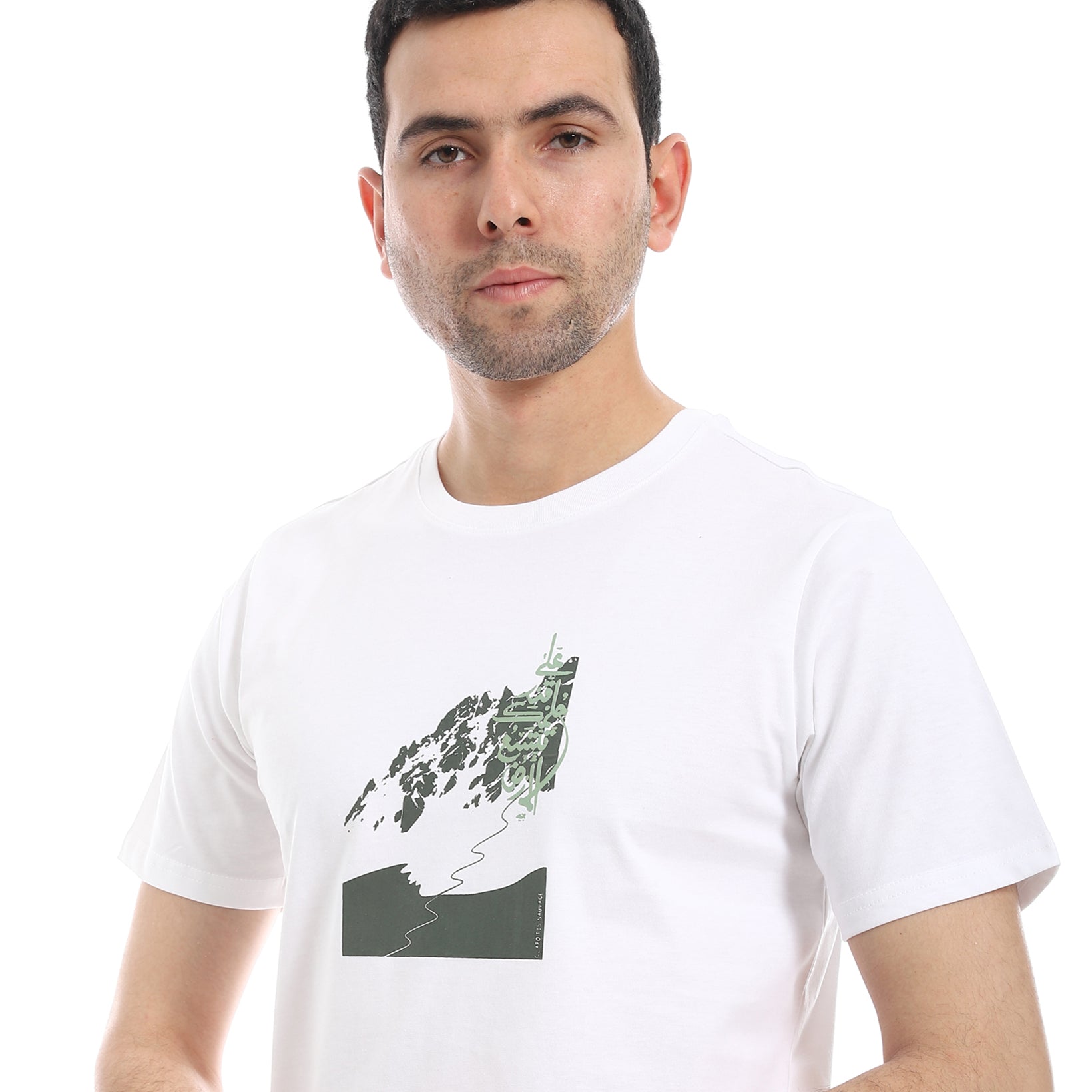 Men's Regular Fit Printed Cotton T-Shirt- White