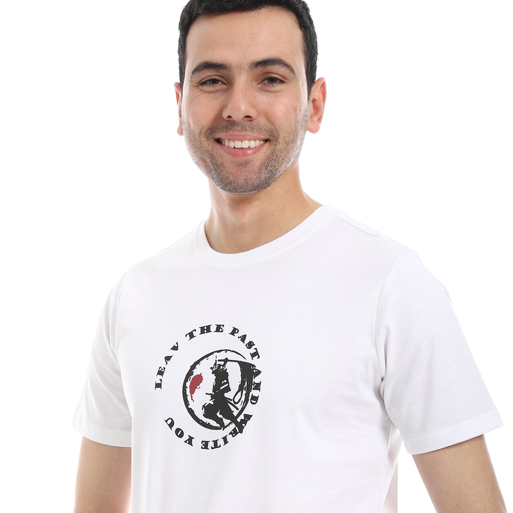 Men's Regular Fit Printed Cotton T-Shirt- White