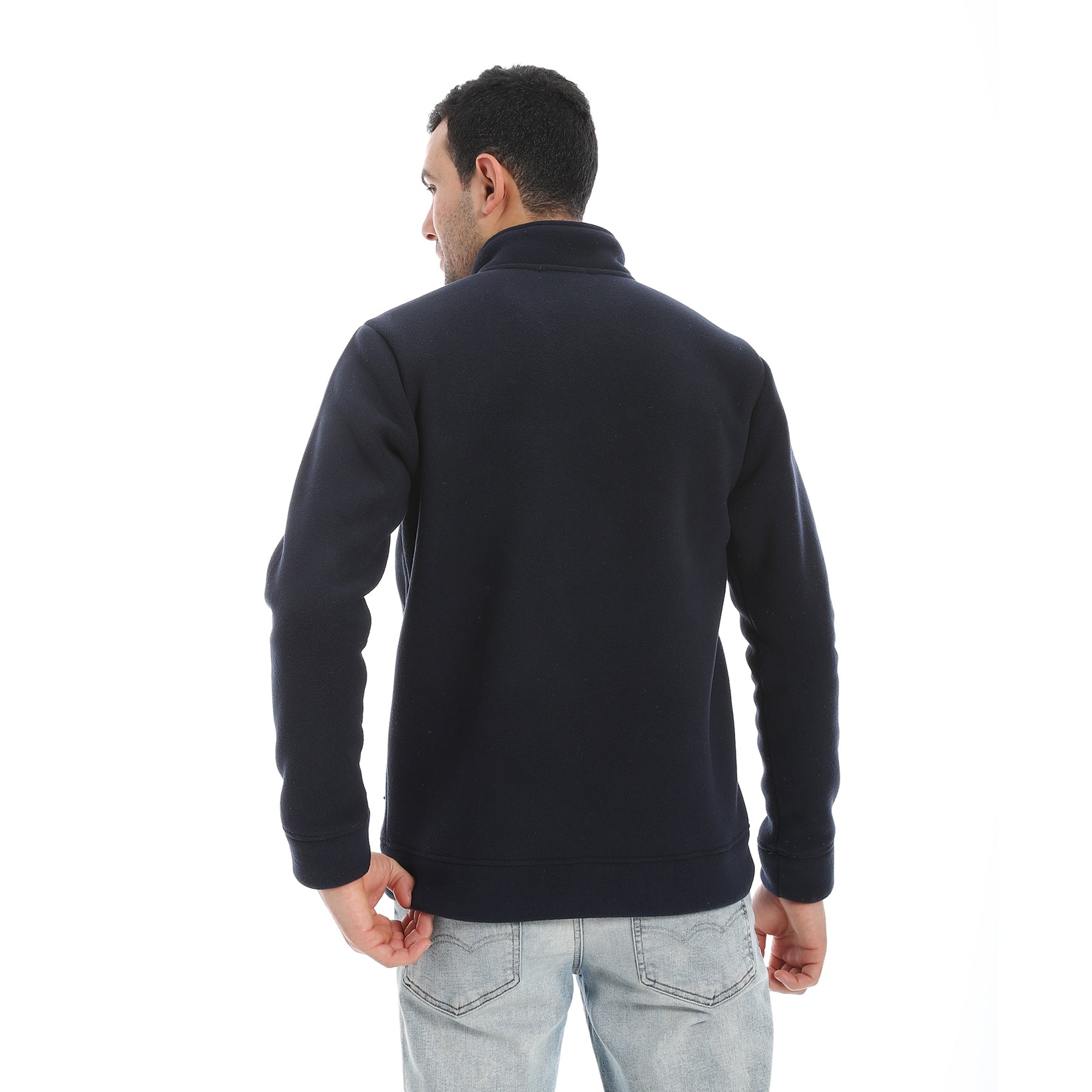Men’s Navy Full-Zip Jacket with High Collar