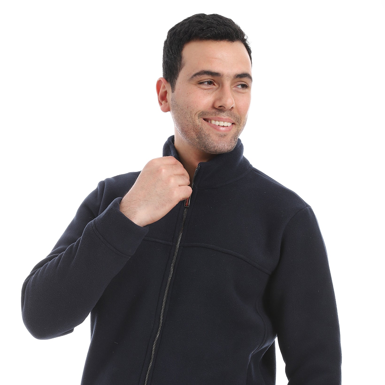 Men’s Navy Full-Zip Jacket with High Collar