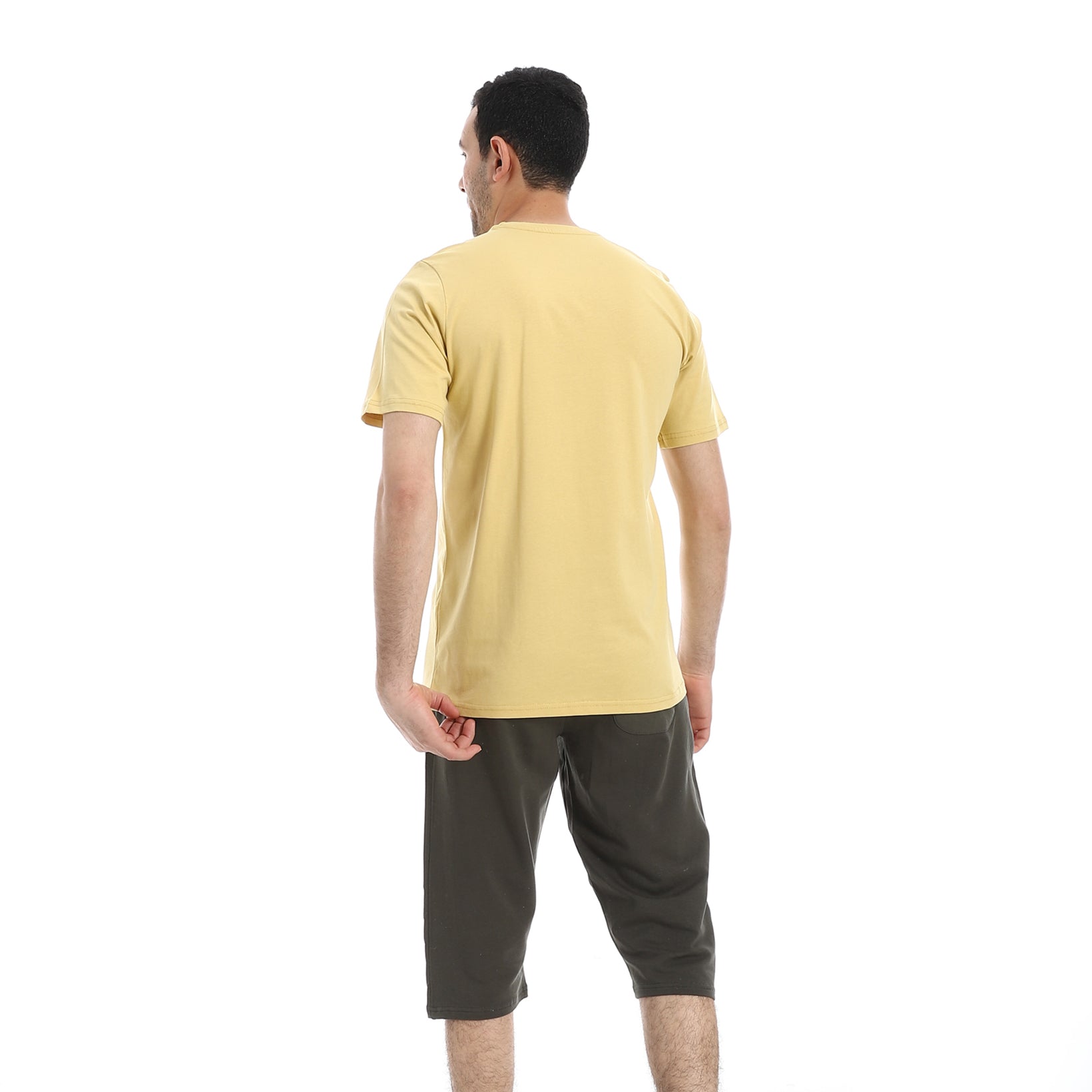 Men's Casual Short Sleeve T-Shirt and Knee-Length Shorts Pajama Set