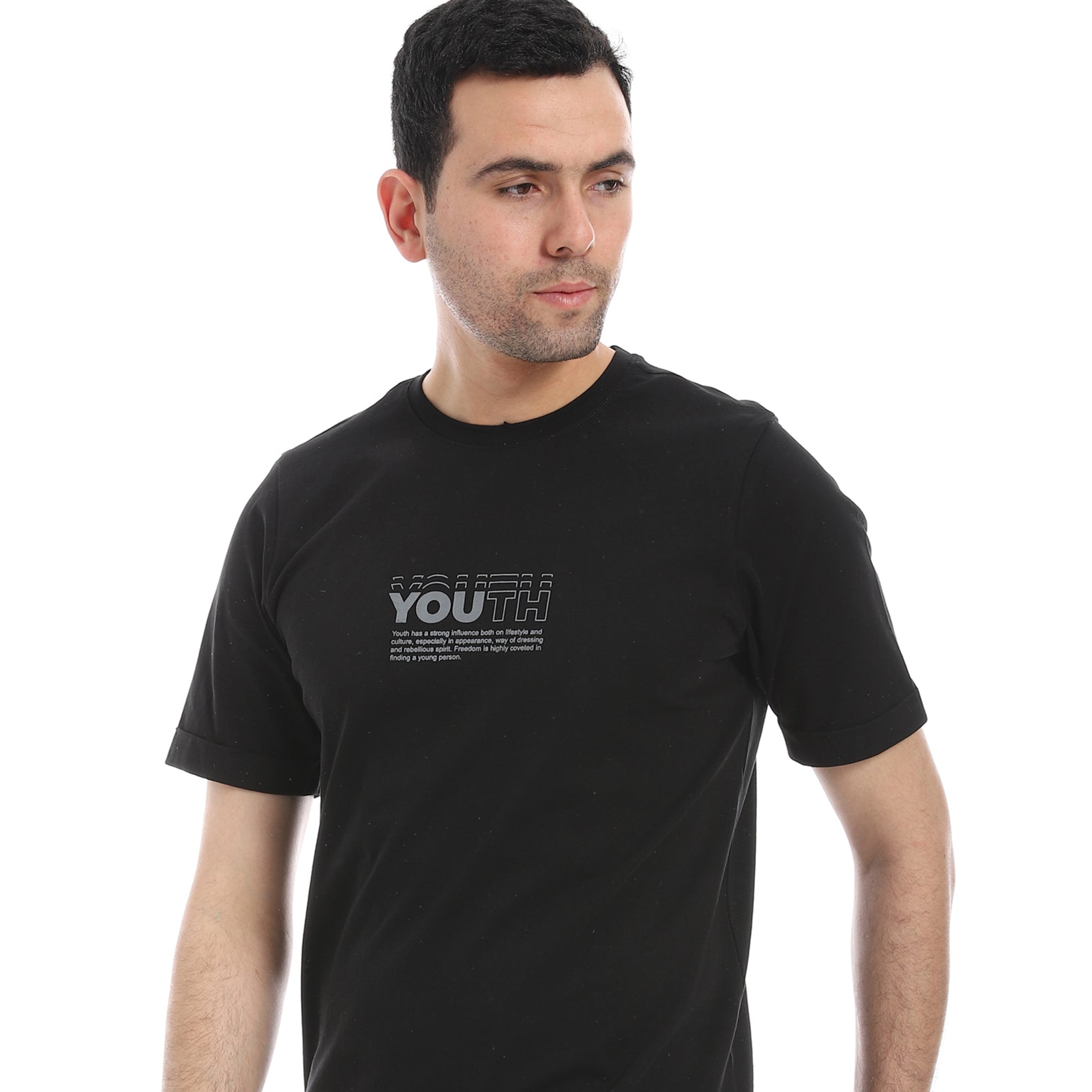 Men's Printed Short Sleeve T-Shirt and Jogger Pajama Set -Black