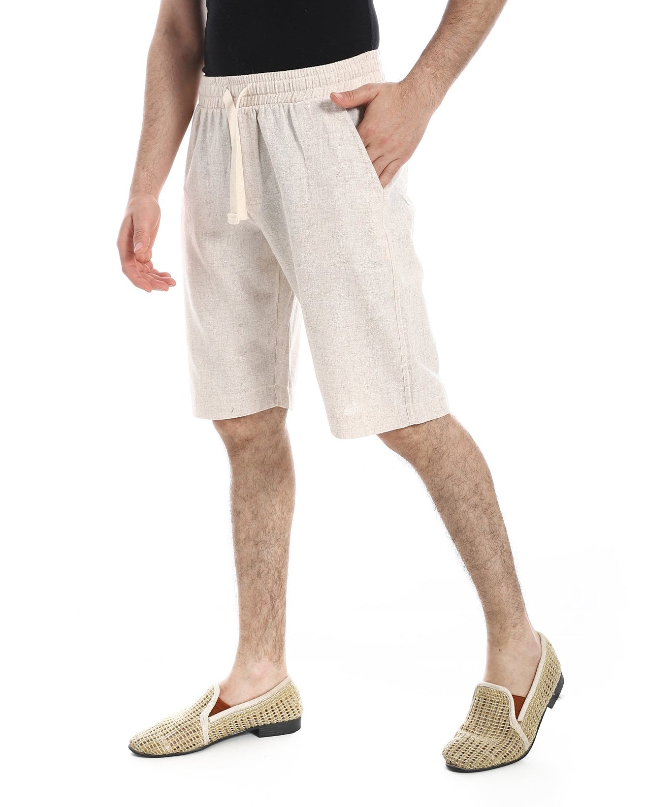 Men's Beige Linen Shorts – Casual Summer Style