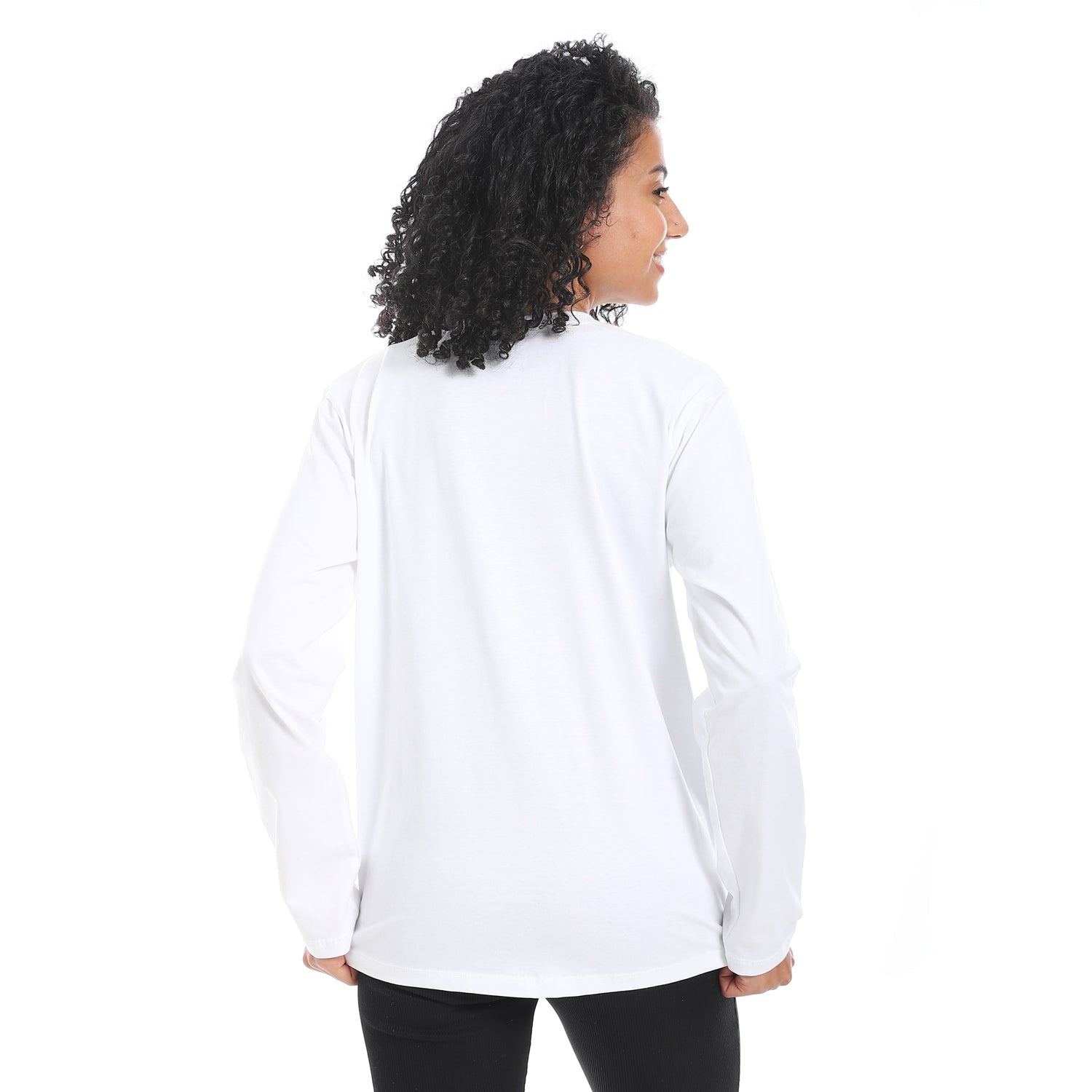 Women's Long Sleeve T-Shirt with Summer Tropic Print - White
