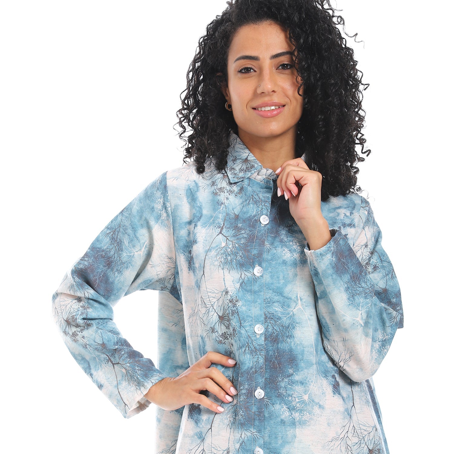 Elegant Striped Maxi Shirt Dress - Navy