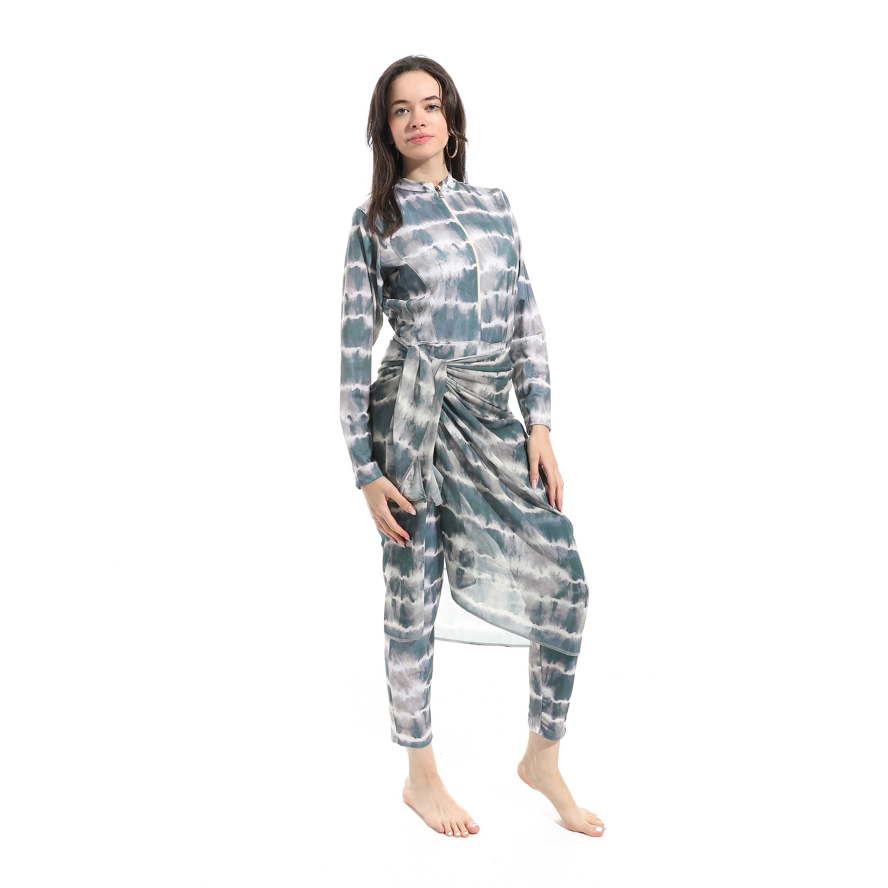 Women's Modest Swimwear Set - Grey Marble