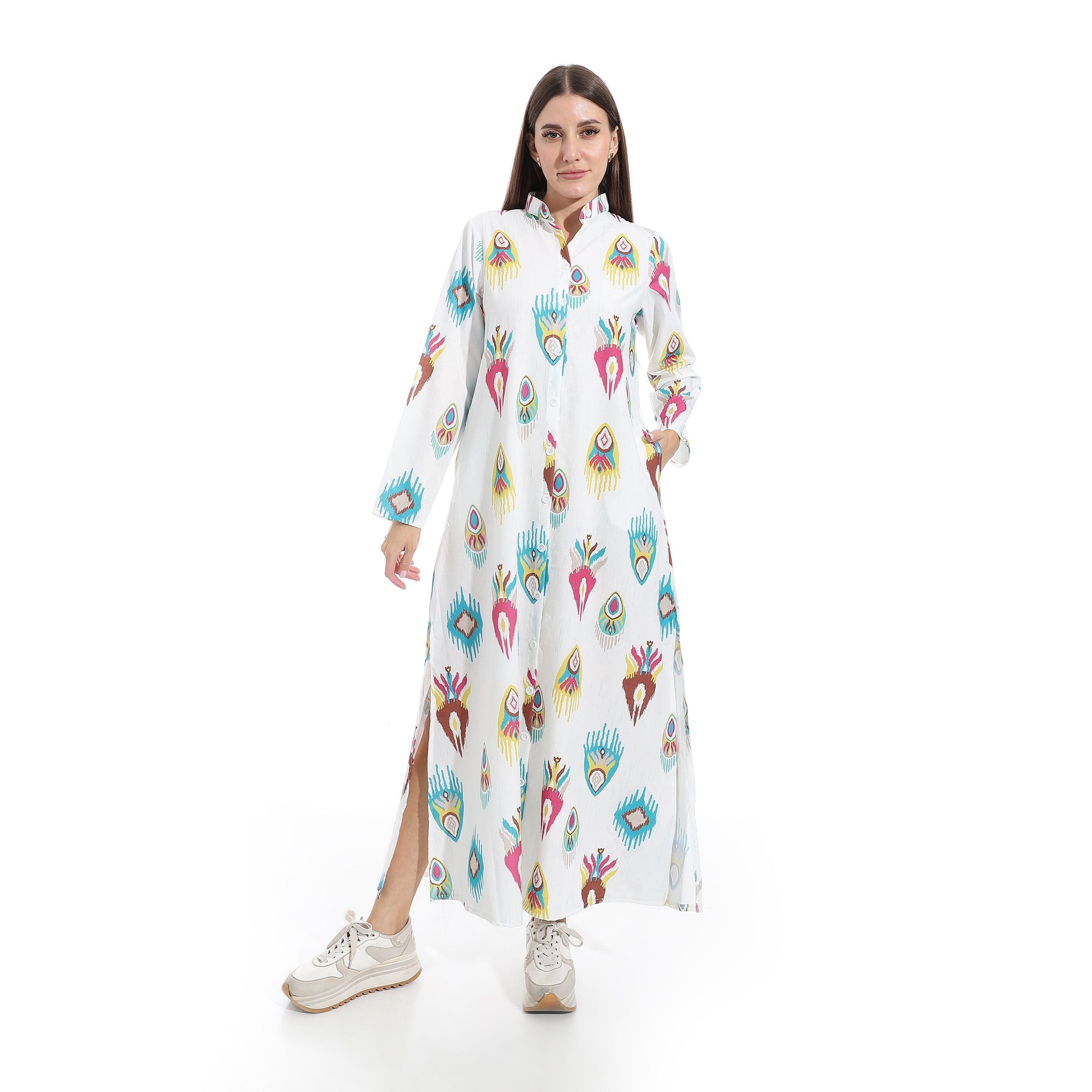 Bohemian Printed Maxi Shirt Dress for Women