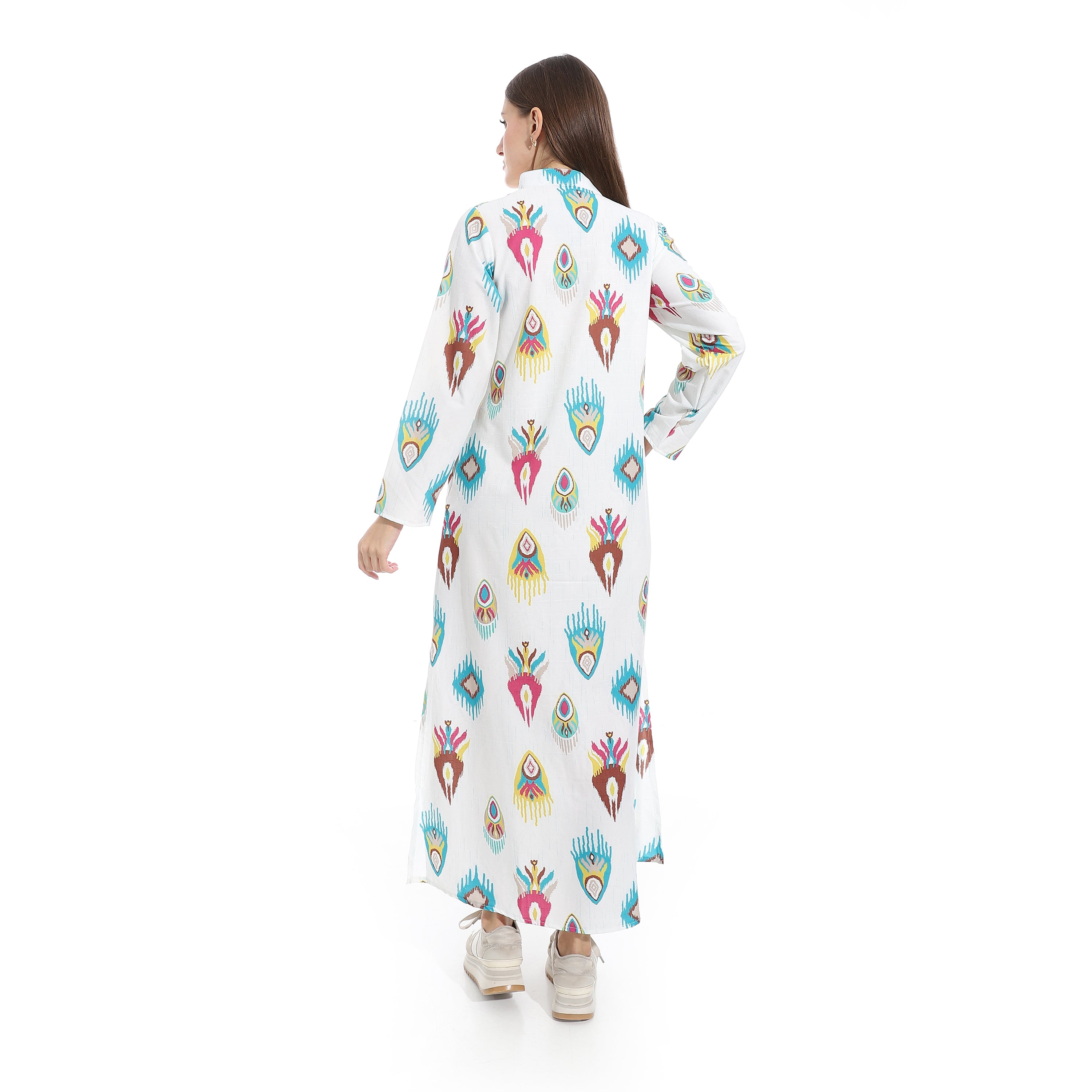 Bohemian Printed Maxi Shirt Dress for Women