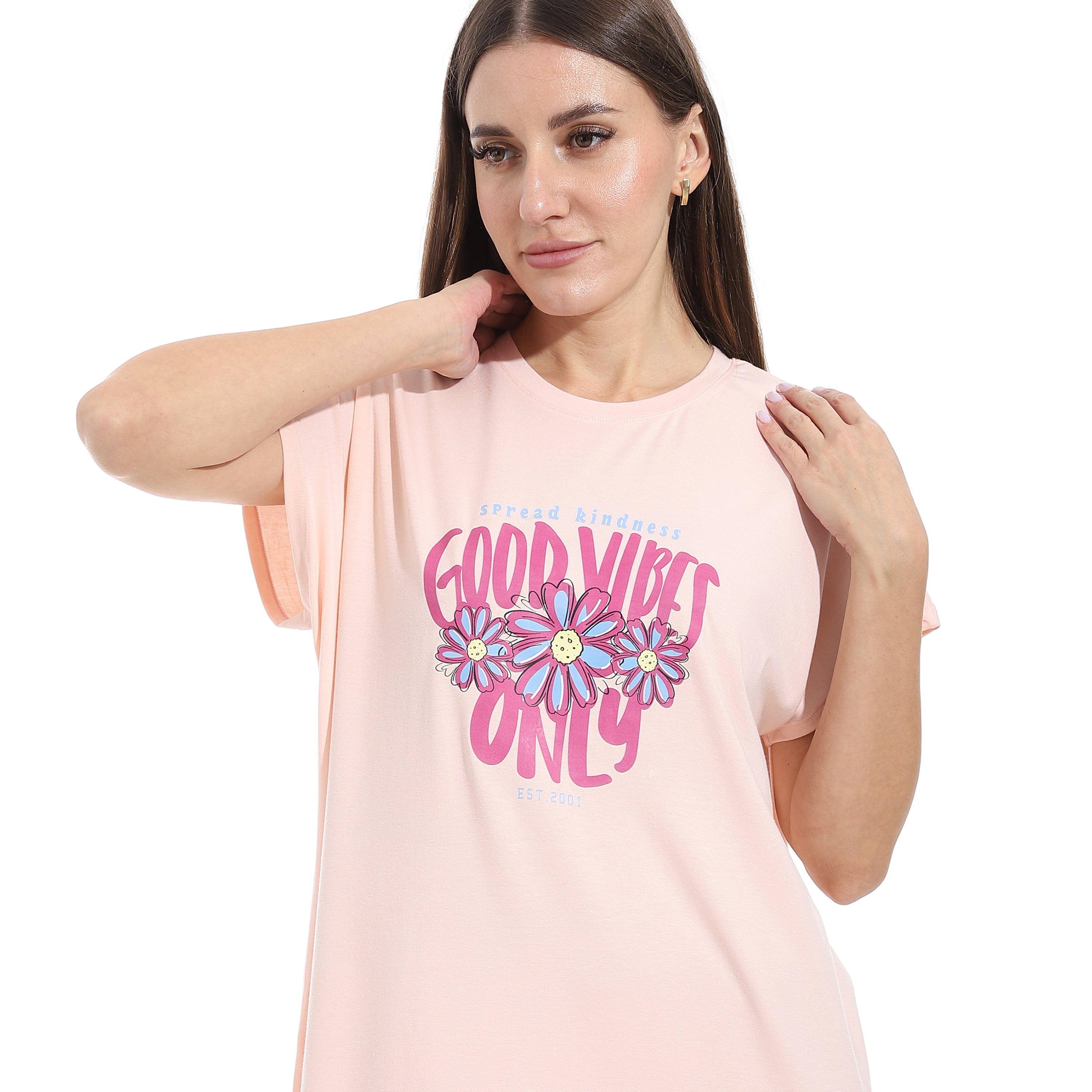 Women's Short Sleeve Cotton Nightgown, Casual & Chic Sleepwear - Simon