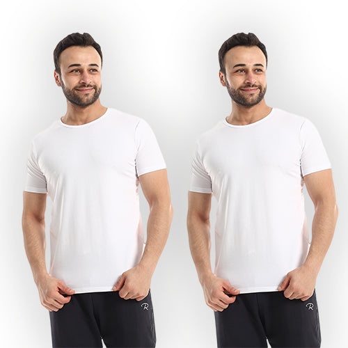 تيشيرت داخلي رجالي نصف كم قطعتين - أبيض