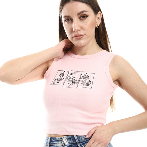 "Rose Crop Top with Graphic Print"