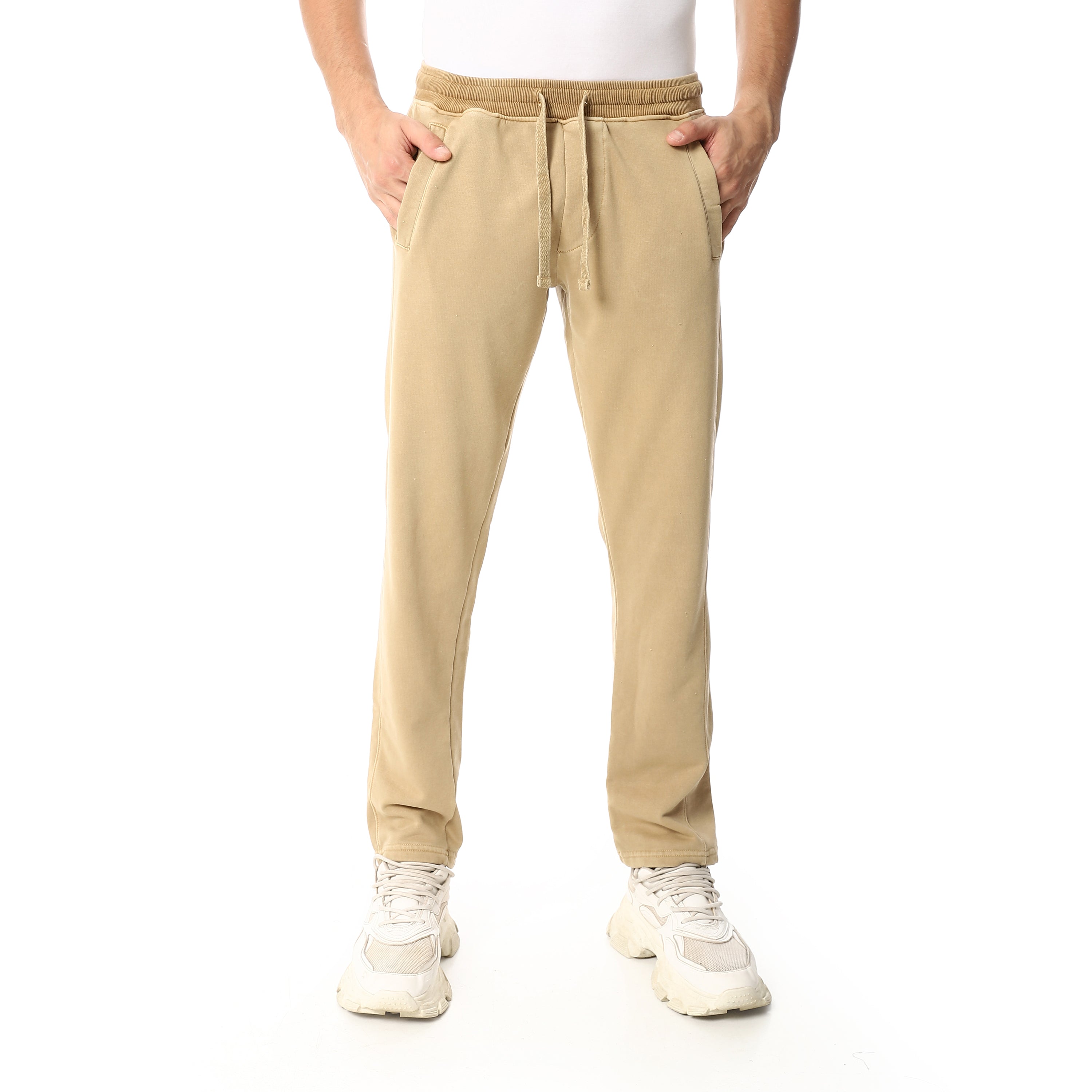 Men’s Light Beige Jogger Pants – Drawstring Waist | Casual Loungewear