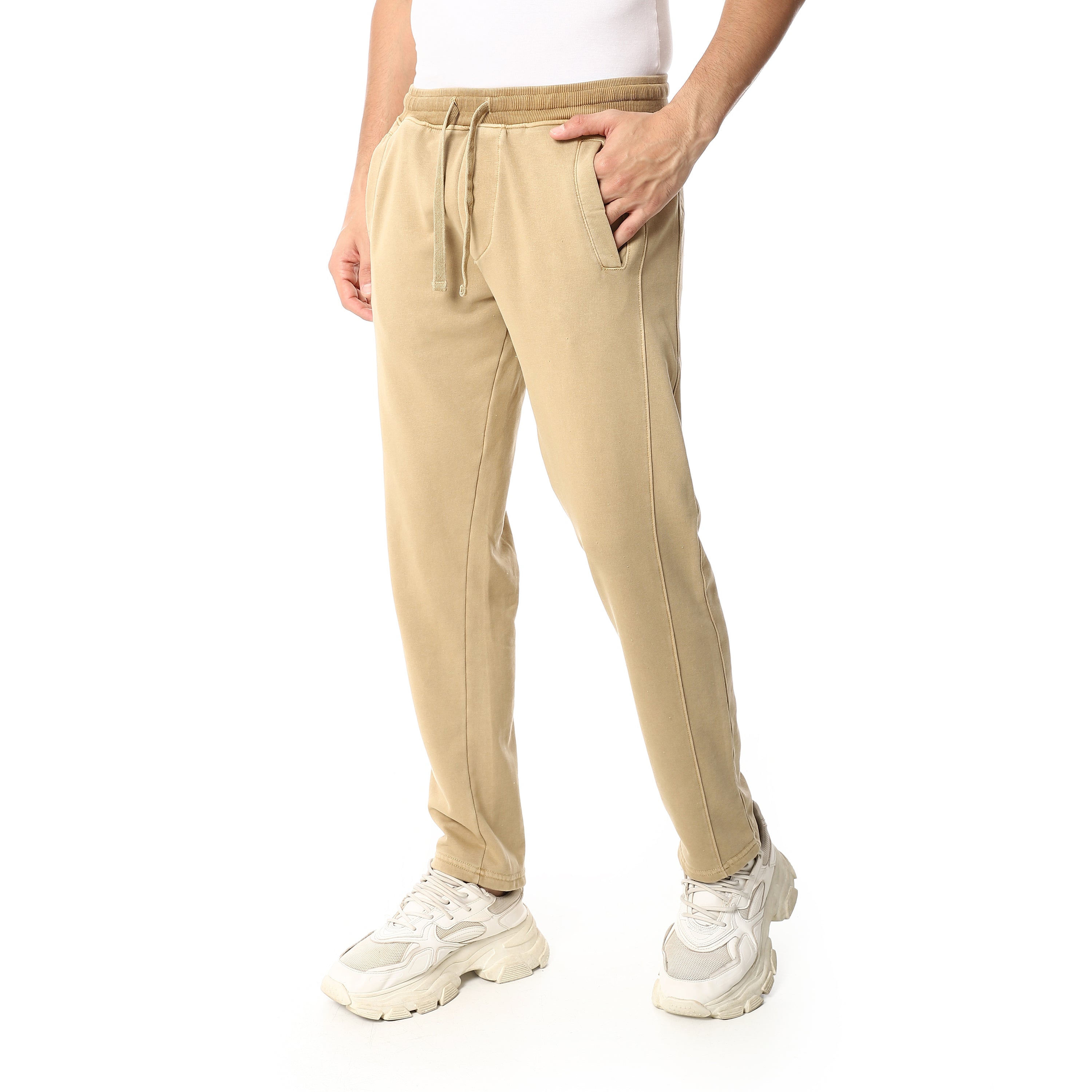 Men’s Light Beige Jogger Pants – Drawstring Waist | Casual Loungewear