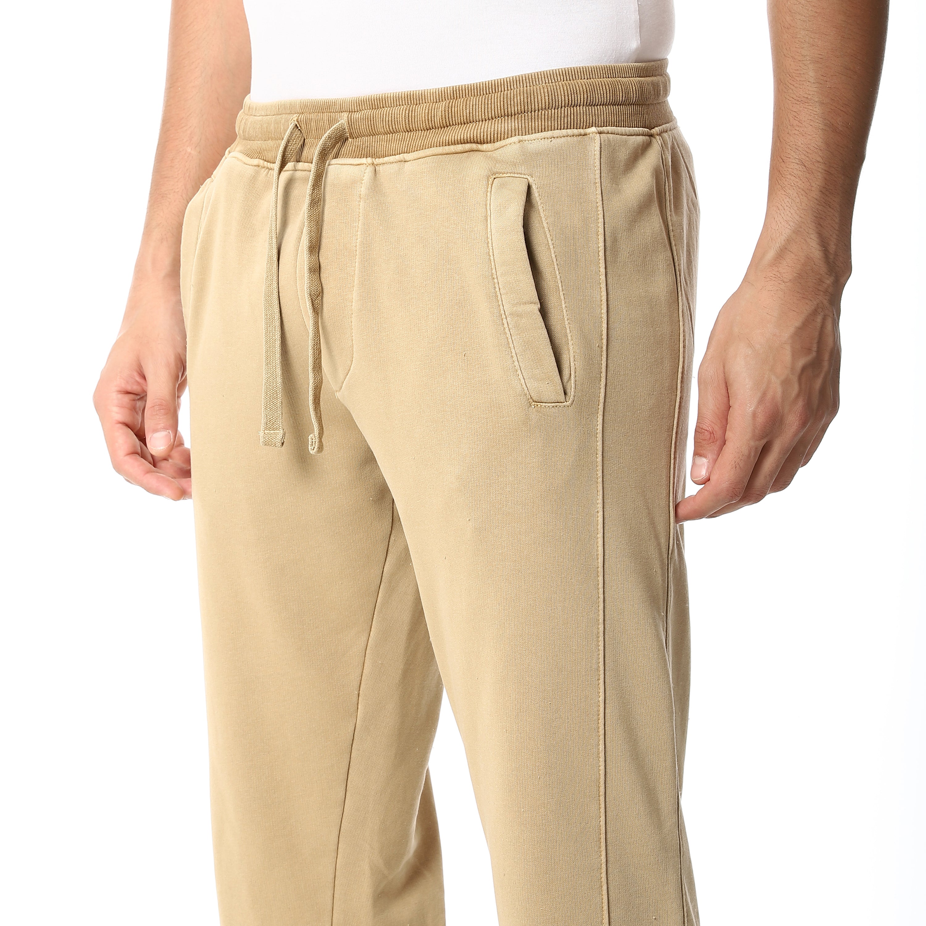 Men’s Light Beige Jogger Pants – Drawstring Waist | Casual Loungewear