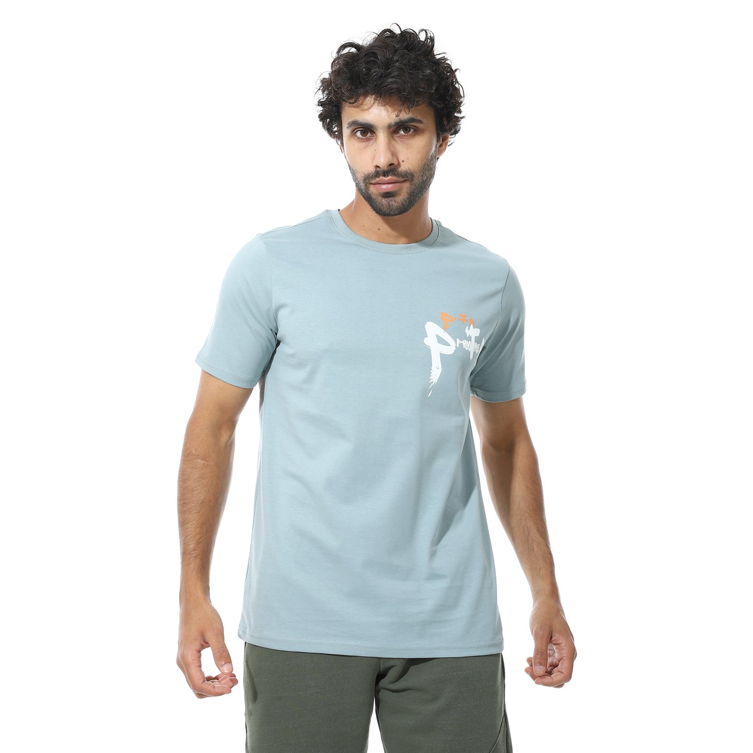 Men's Regular Fit Mint T-Shirt with Printed