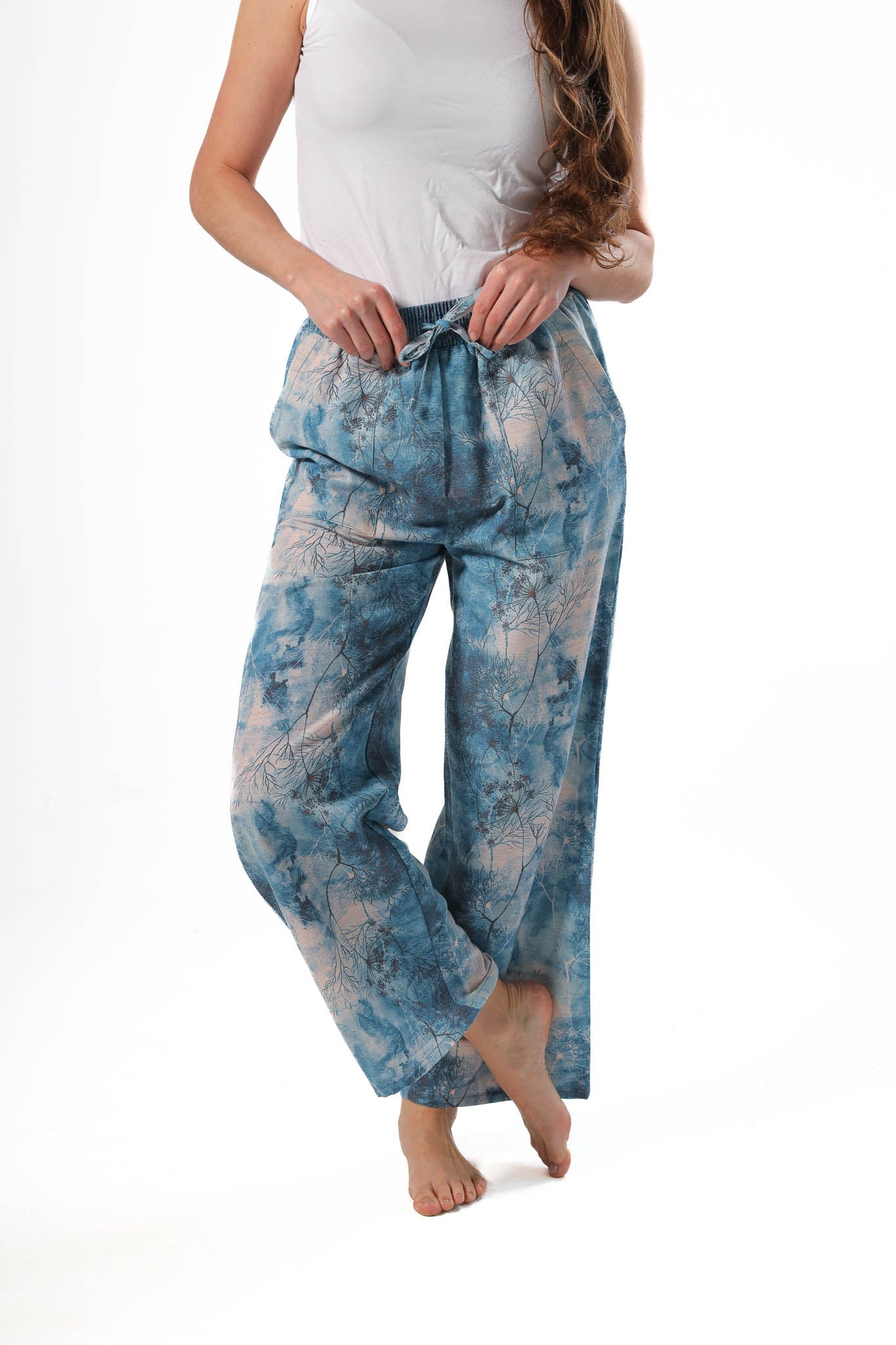 Wide Leg pants, full elastic waist - Navy