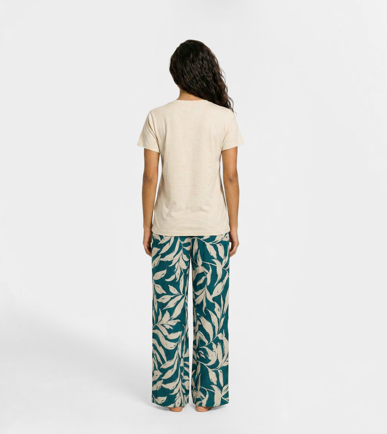 Women's modal pajama set with embroidered pants