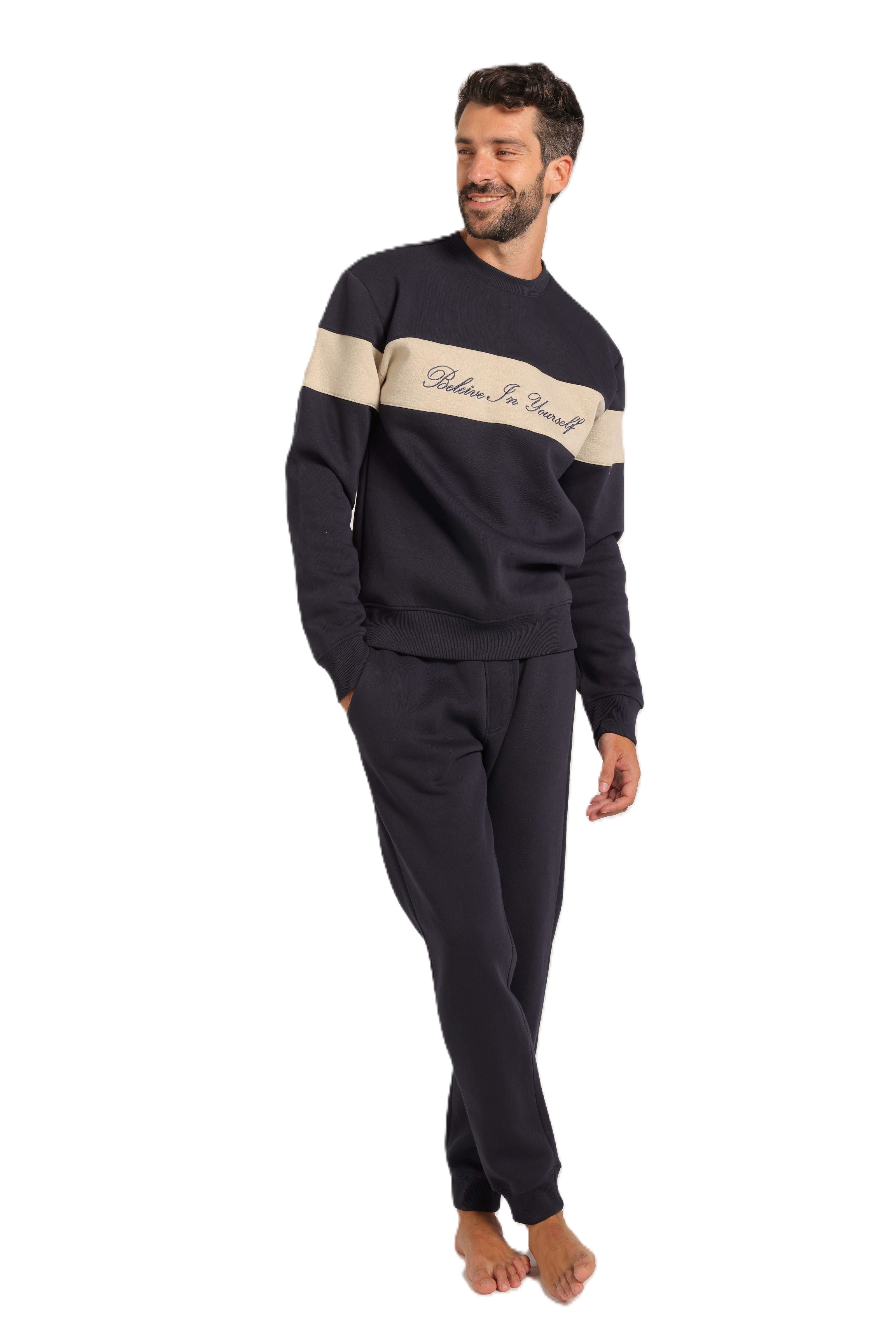 Men’s Lined Tracksuit with Contrast Chest Stripe