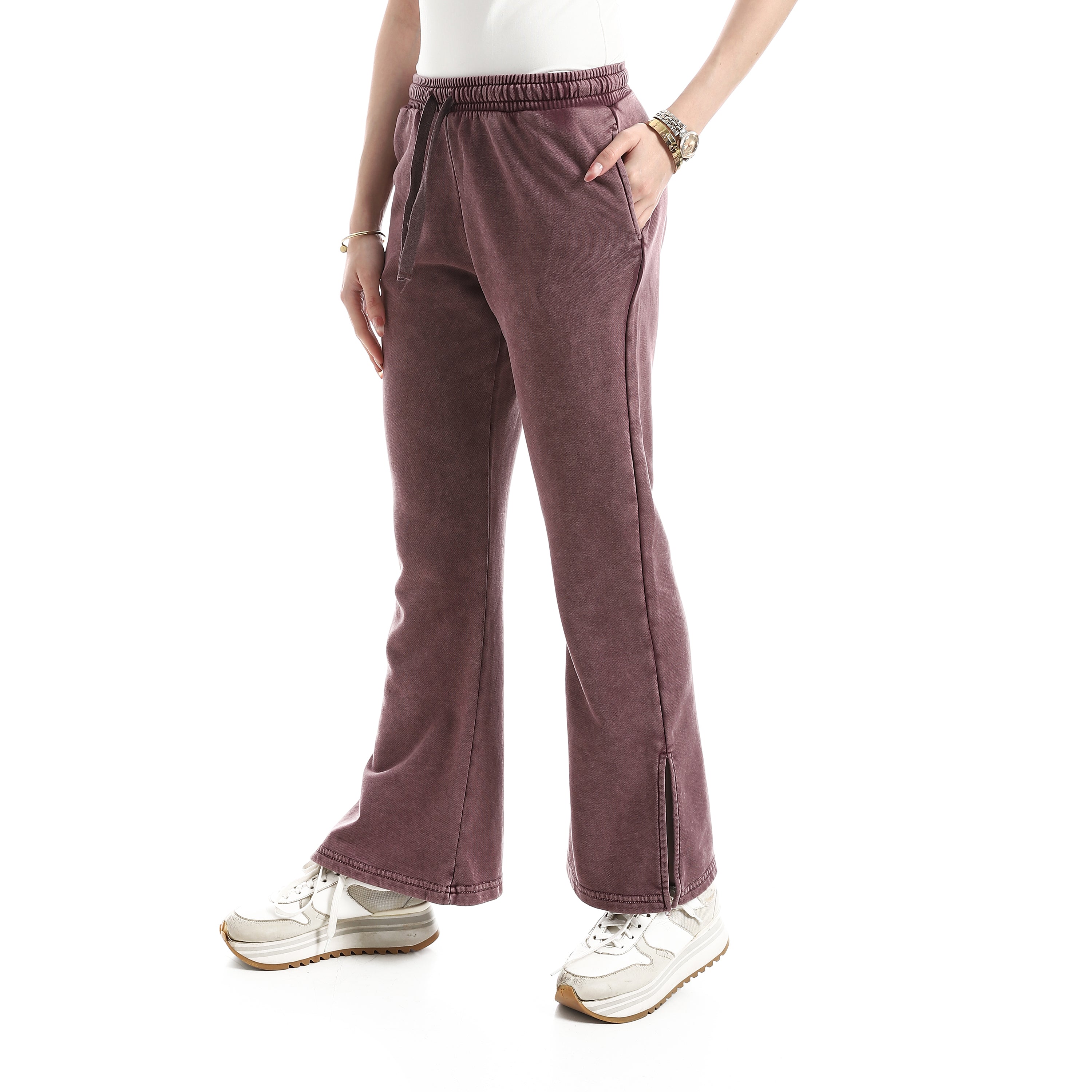 Women's Vintage-Wash High-Rise Flare Pants