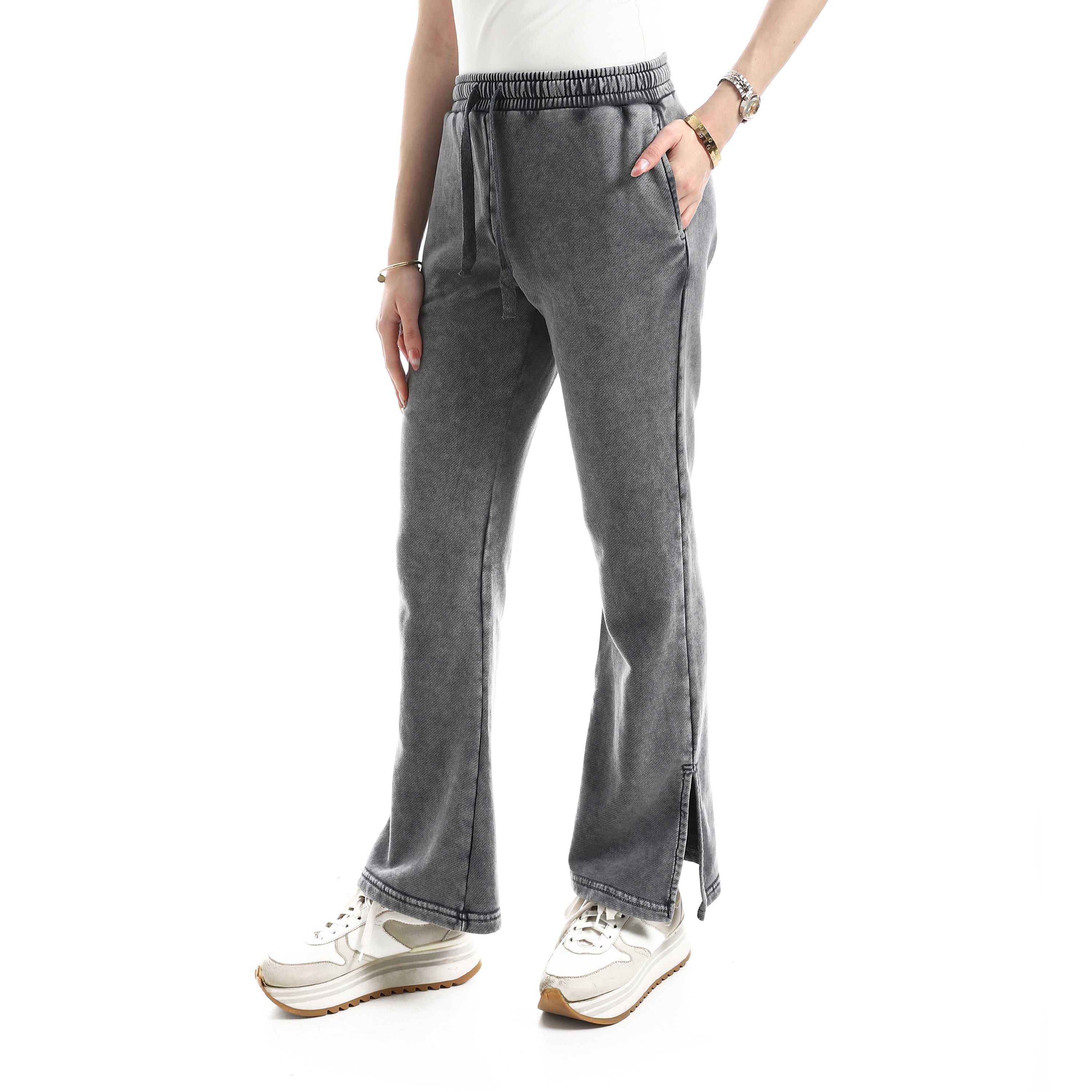 Women's Vintage-Wash High-Rise Flare Pants