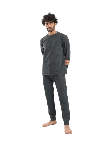 Red Cotton Cozy And Comfortable Thermal Set For Men Padded Inside - Dark Gray