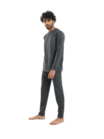 Red Cotton Cozy And Comfortable Thermal Set For Men Padded Inside - Dark Gray