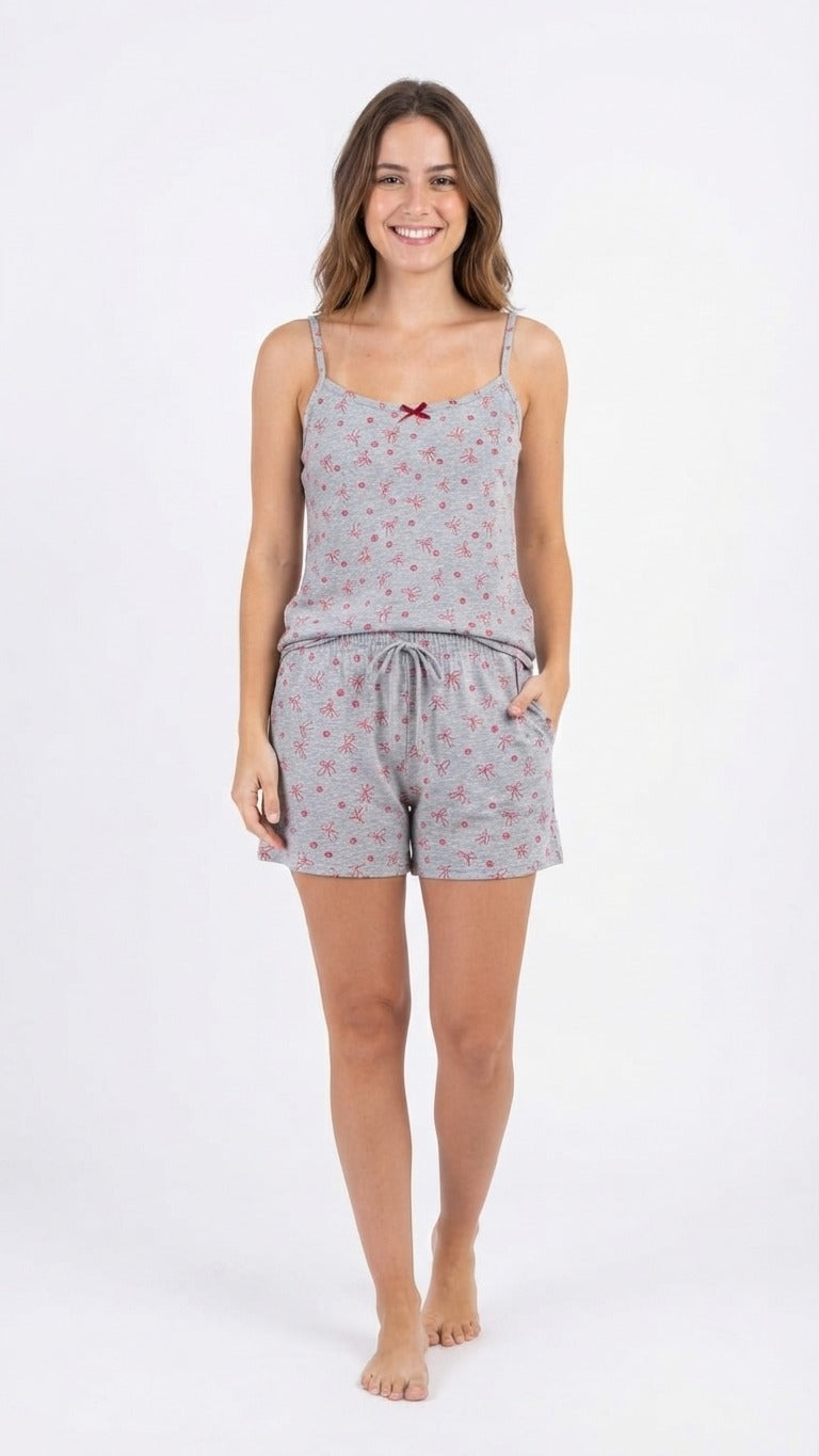 Women's Spaghetti Strap Pajama Set with Shorts