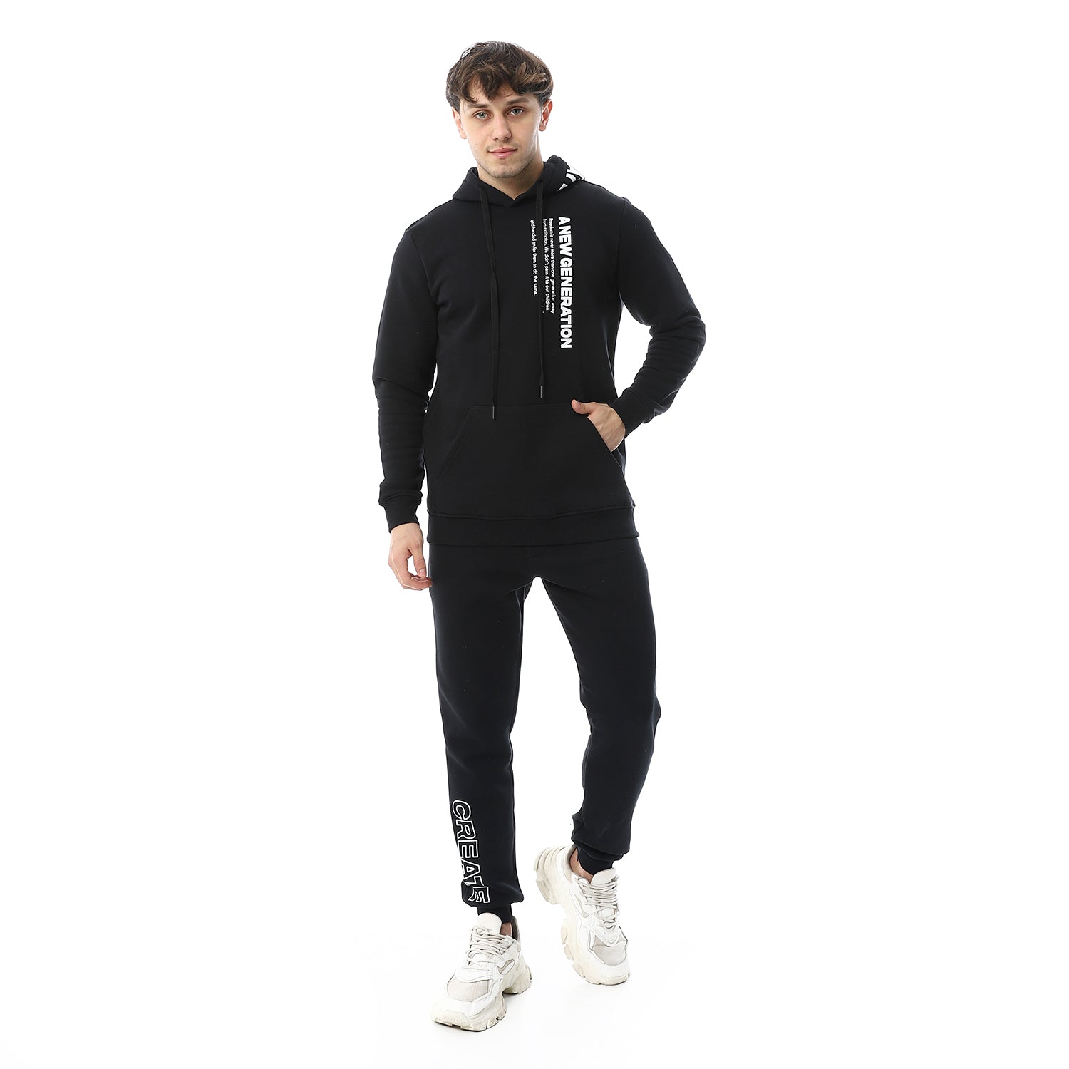Men's Winter Hoodie Pajamas - Black