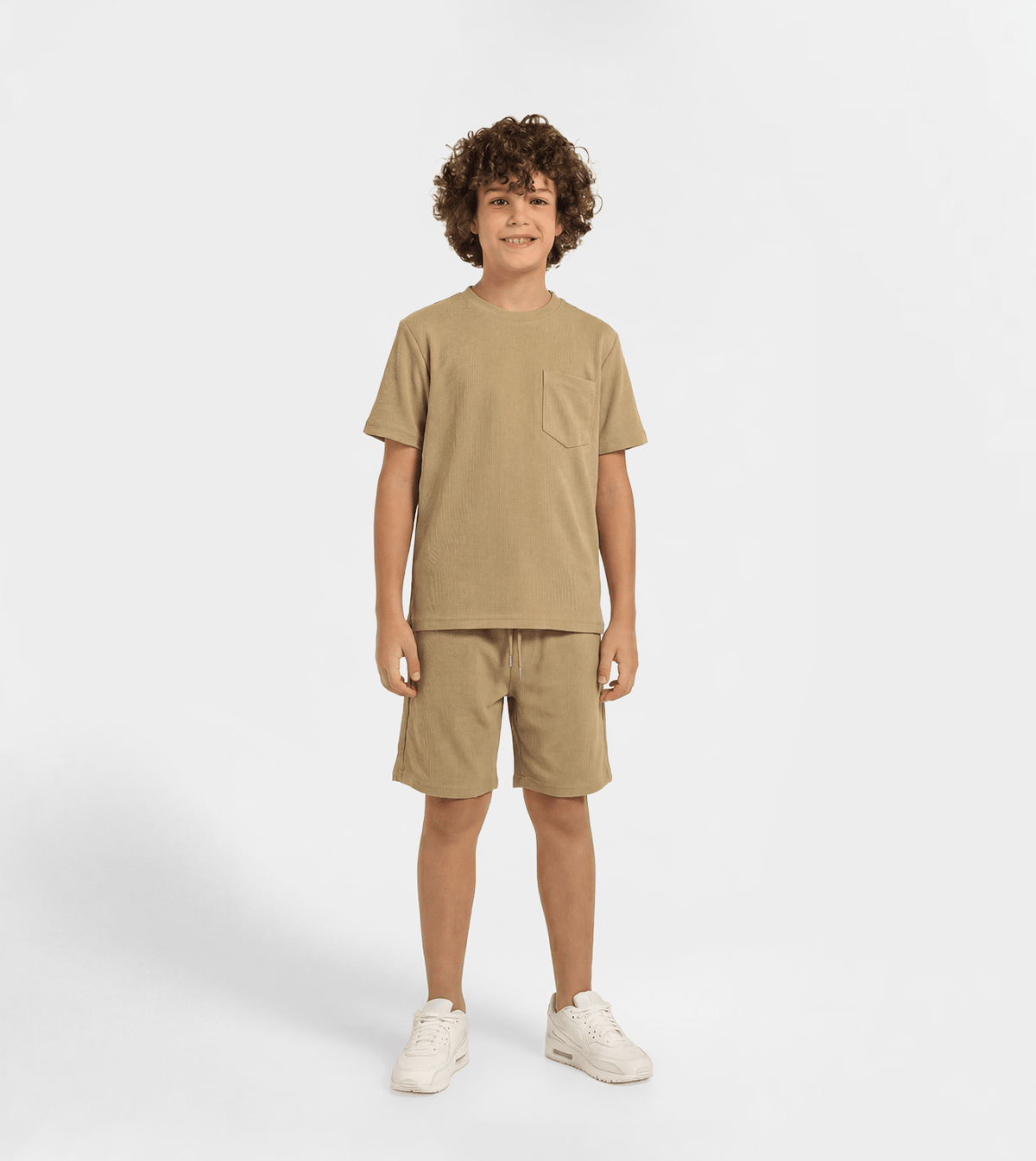 Boy Jacquard Short Set - Red Cotton