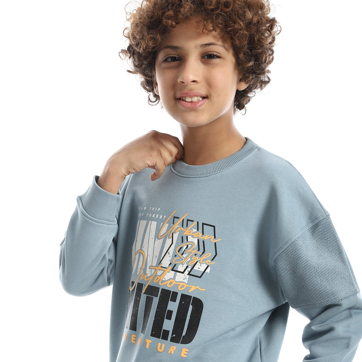 Boy Oversize Fit Crew Neck Printed Sweatshirt - Red Cotton