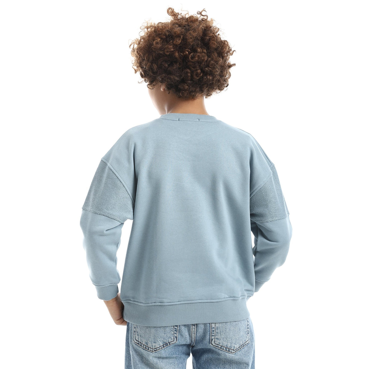Boy Oversize Fit Crew Neck Printed Sweatshirt - Red Cotton