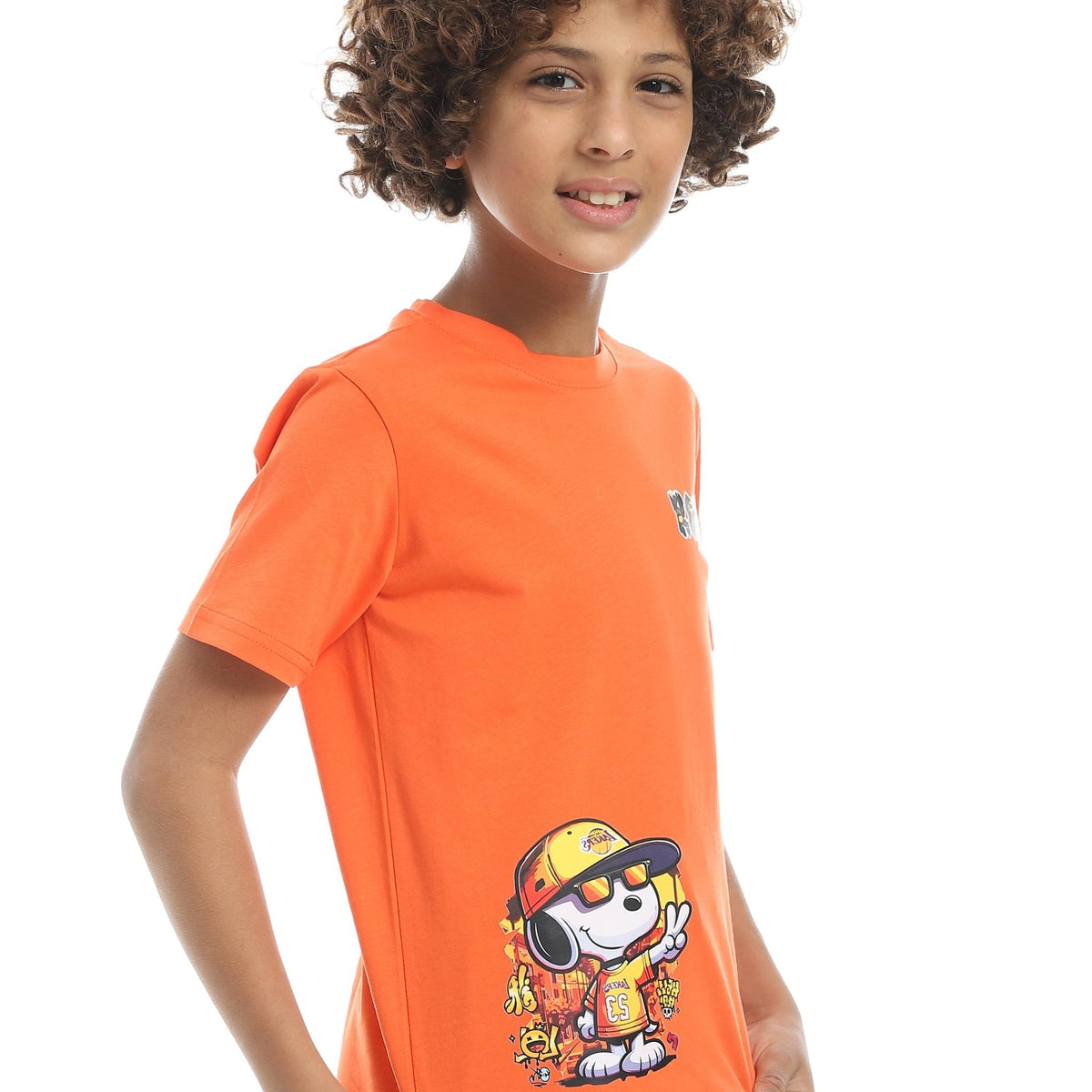 Boys Cool Pajama Set Printed - Orange - Red Cotton