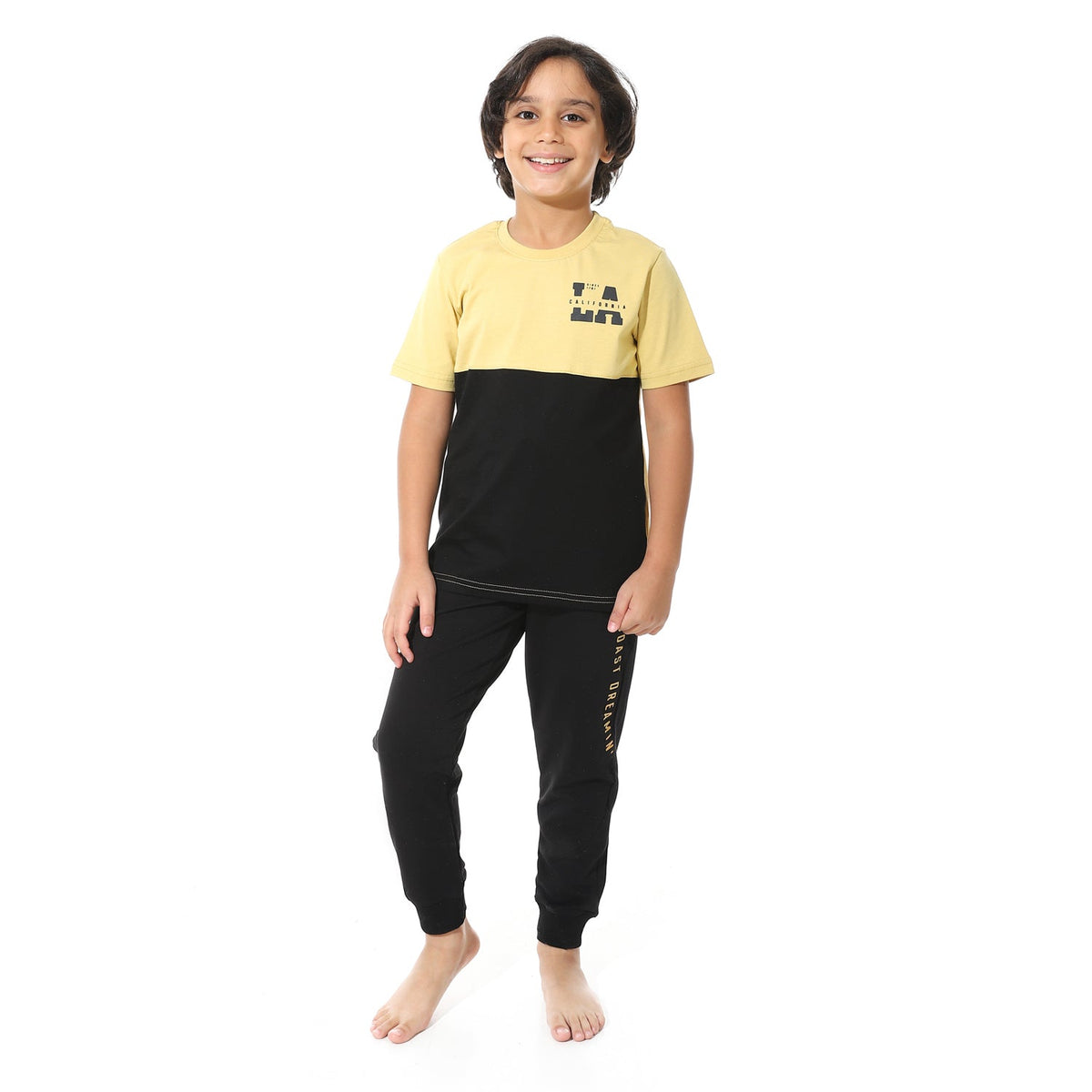 Boys' Cool Pajama Set - printed Tee-Black - Red Cotton