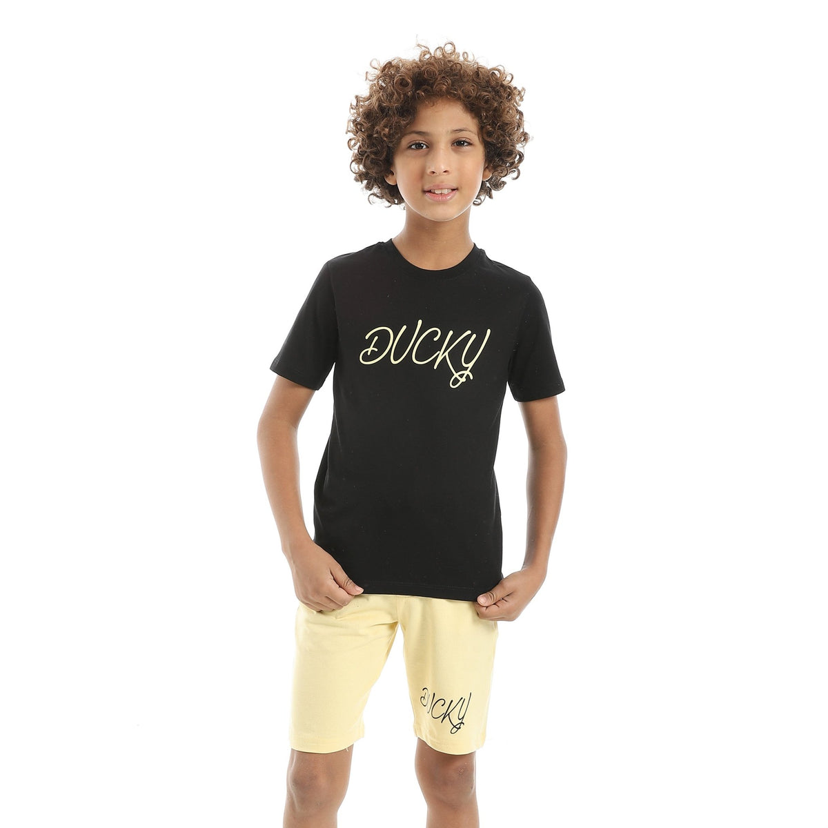 Boy's Jacquard Pajama Set with Printed - Red Cotton