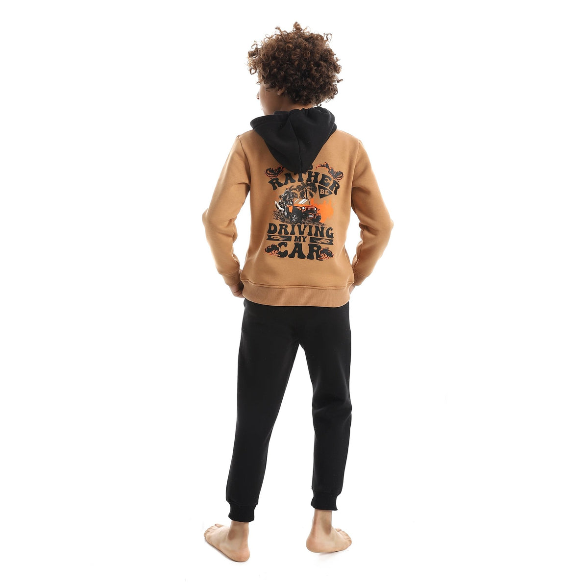 Boy's "Off-Road Adventure" Hoodie and Jogger Tracksuit - Red Cotton