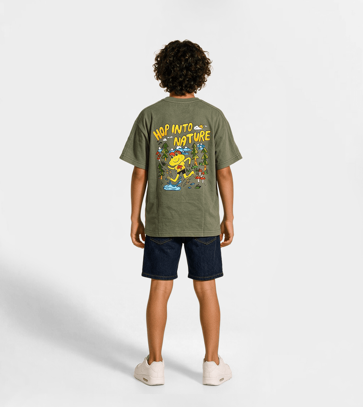 Boys’ Olive Green T-Shirt - Red Cotton