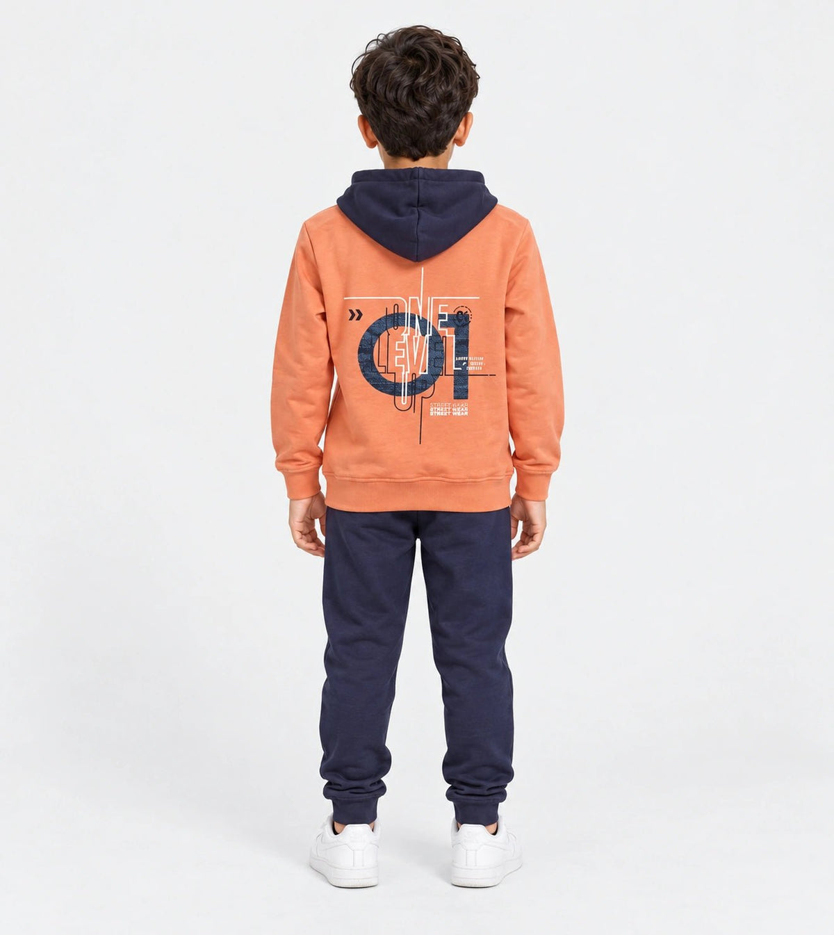 Boys’ Orange Hoodie Pajama Set | Red Cotton - Red Cotton