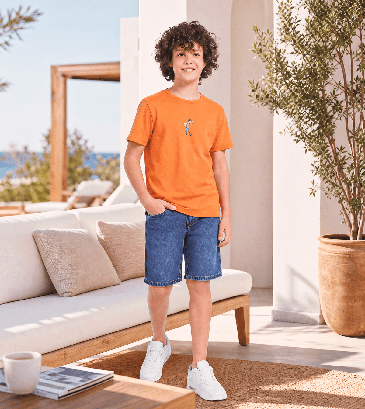 Boys’ Orange Short Sleeve T-Shirt - Red Cotton