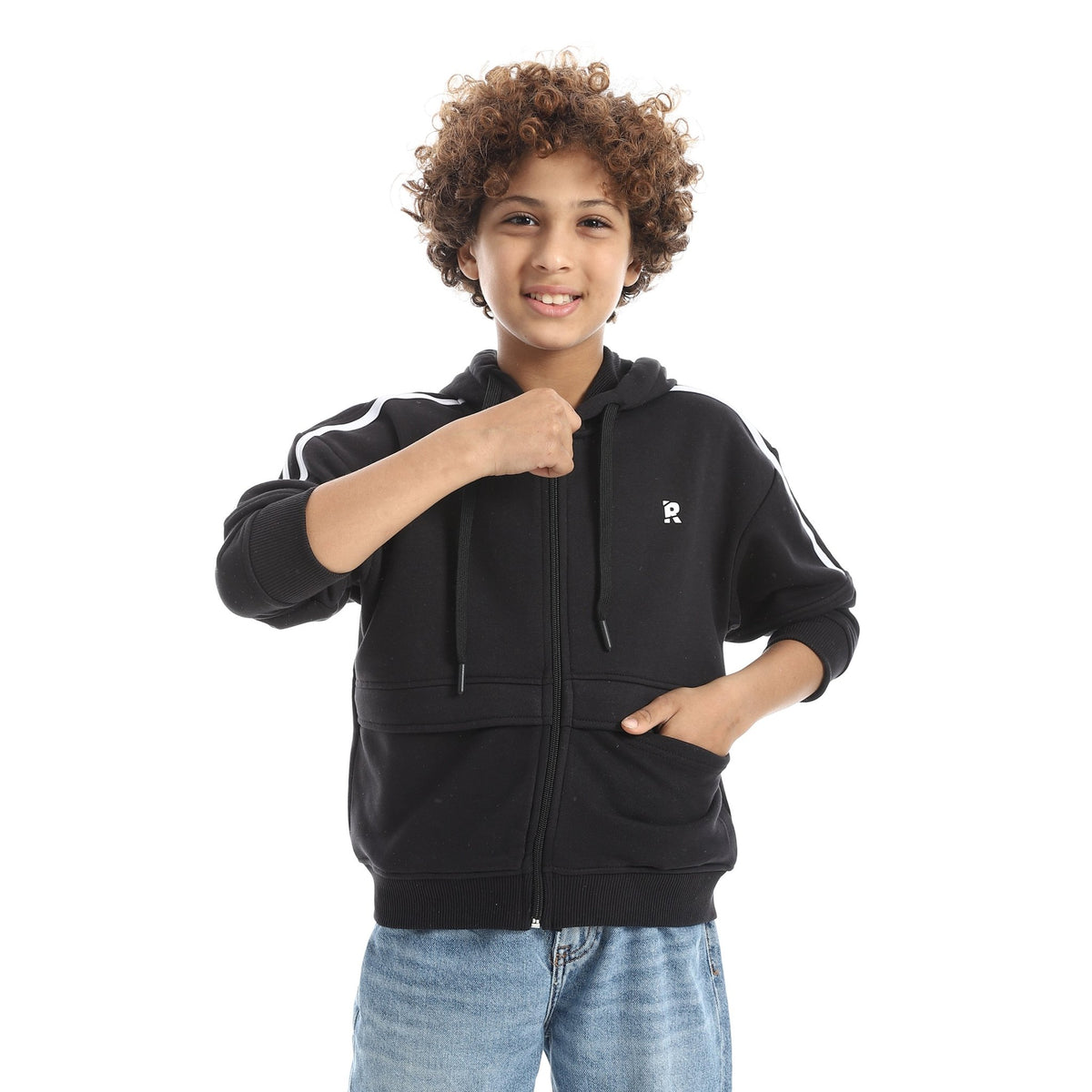 Boys' Urban Sport Zip-Up Sweatshirt - Red Cotton