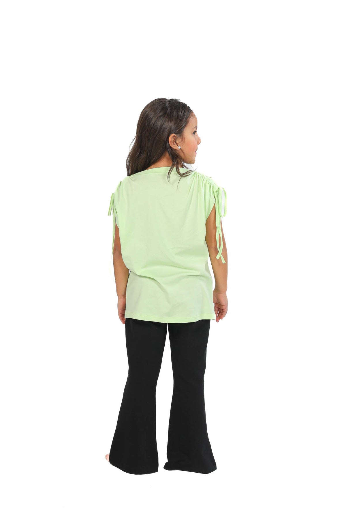 Girls’ Avocado Graphic T-Shirt & Black Flared Pants Set - Red Cotton