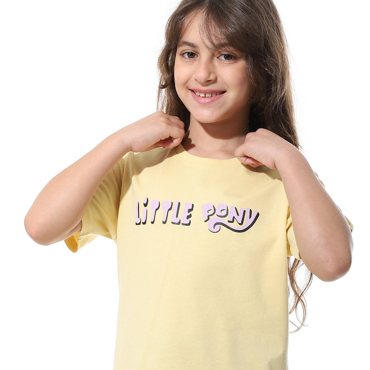 Girls' Cartoon Printed Pajama Sets with Back Print -Purple - Red Cotton