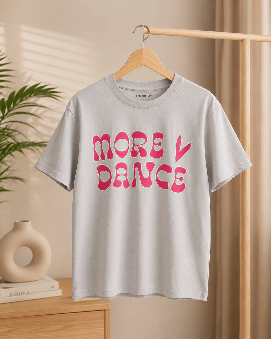 Girls' Oversized Silver Short Sleeve T-Shirt - Red Cotton