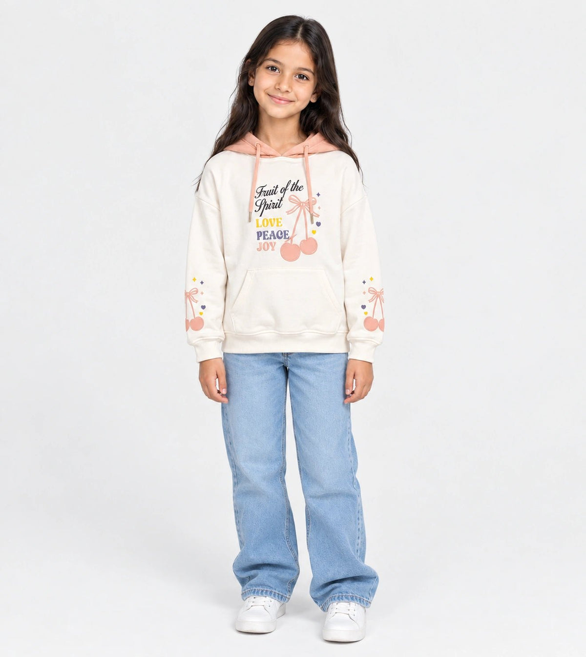 Girls’ Salmon Pink Hoodie | Red Cotton - Red Cotton