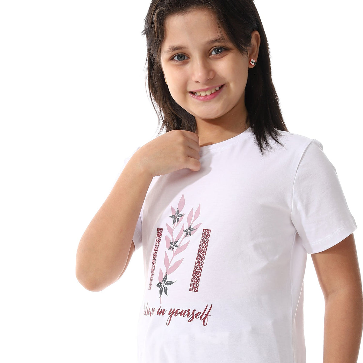 Girl's Summer Pajama , Soft and Comfy - White & Red - Red Cotton