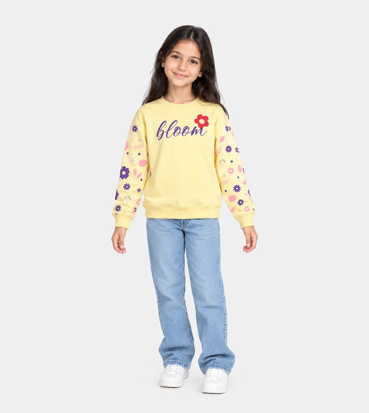 Girls’ Yellow Embroidered Sweatshirt | Red Cotton - Red Cotton